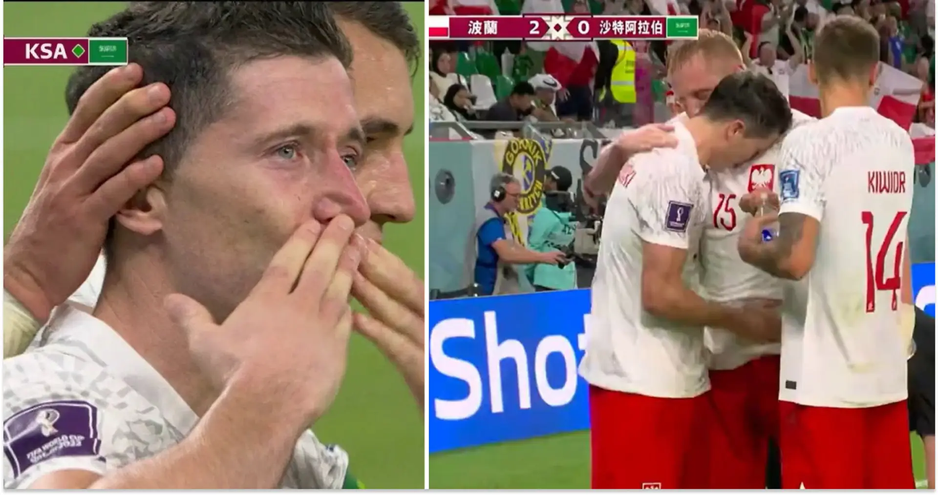 Lewandowski breaks down in tears after scoring his first-ever World Cup goal