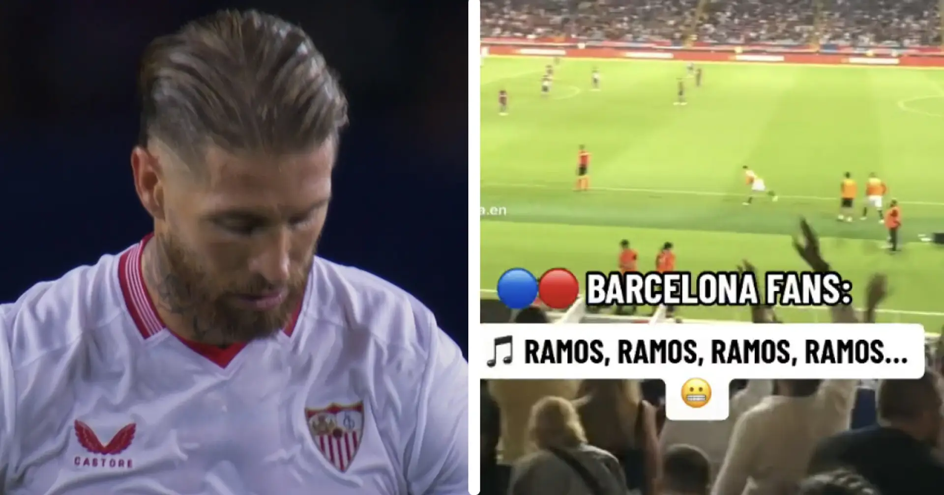 Sergio Ramos receives applause from Barca fans, they chant his name