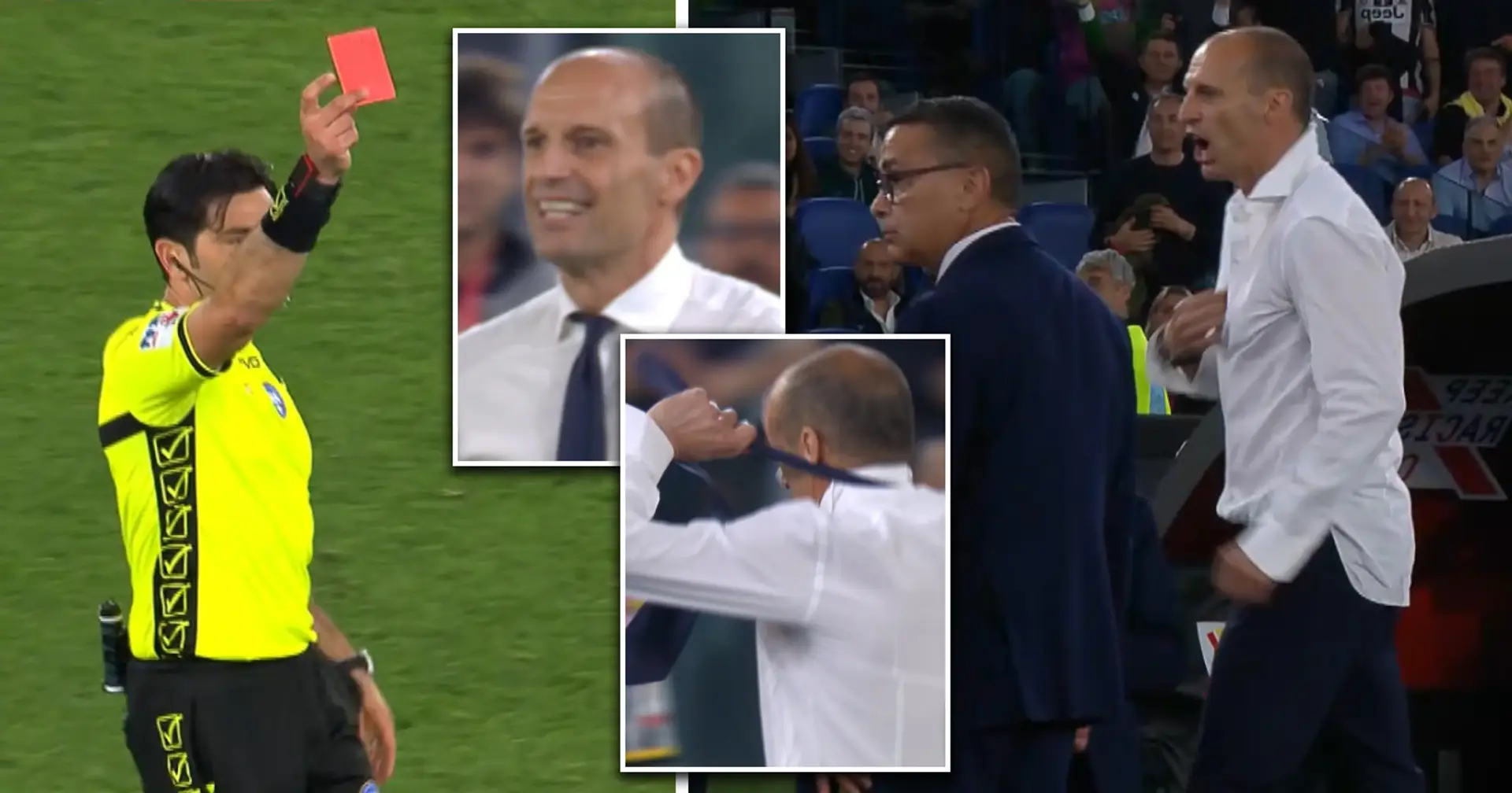 Massimiliano Allegri aggressively strips off after receiving a red card 