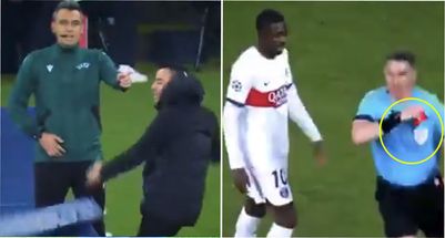 Ousmane Dembele's SHAMELESS reaction to Xavi's red card v PSG spotted