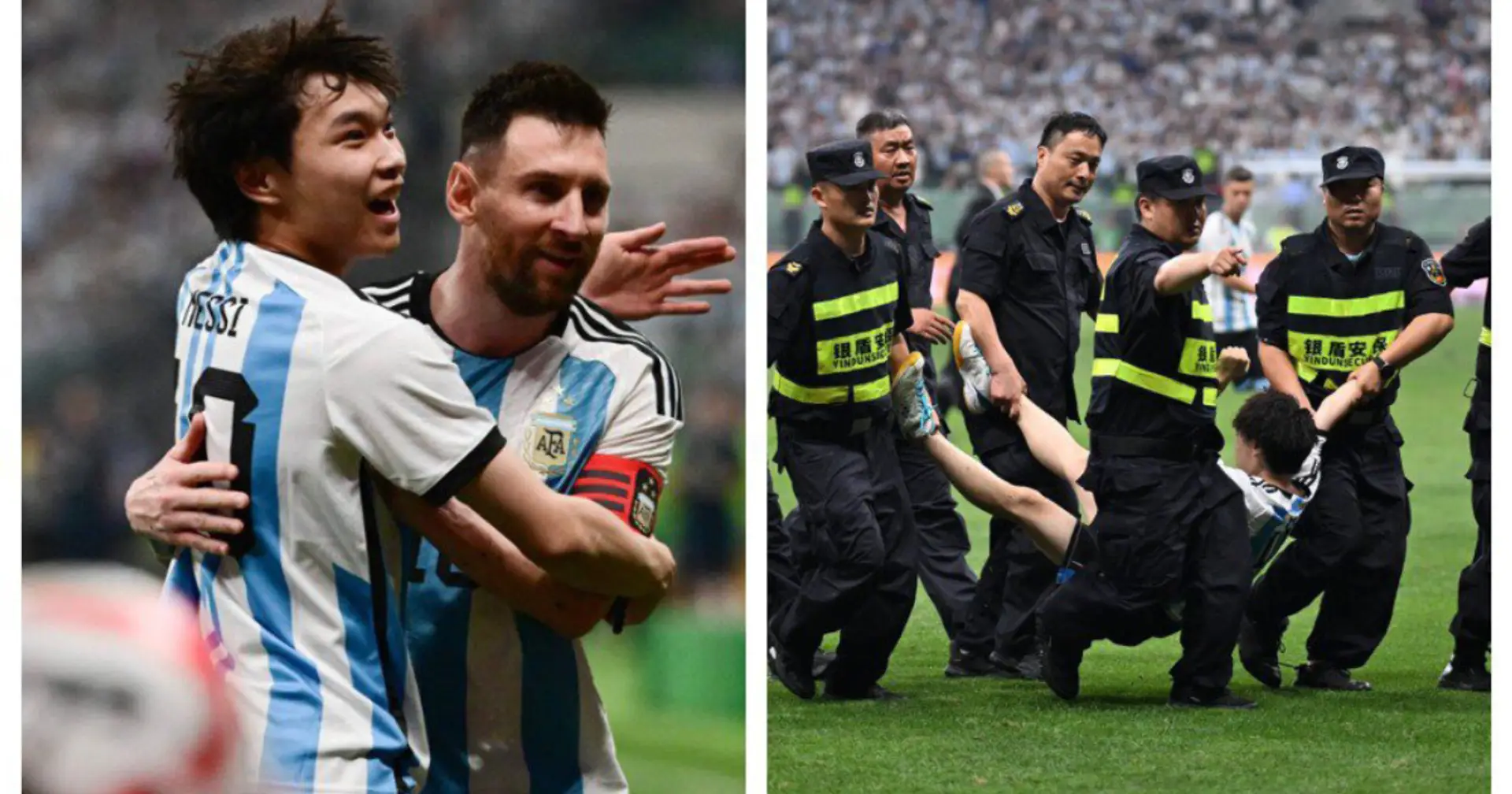 Argentinien spielte in China ein Freundschaftsspiel gegen Australien - nicht ohne dass ein Fan auf das Spielfeld lief und von 7 Polizisten abgeführt wurde 😳