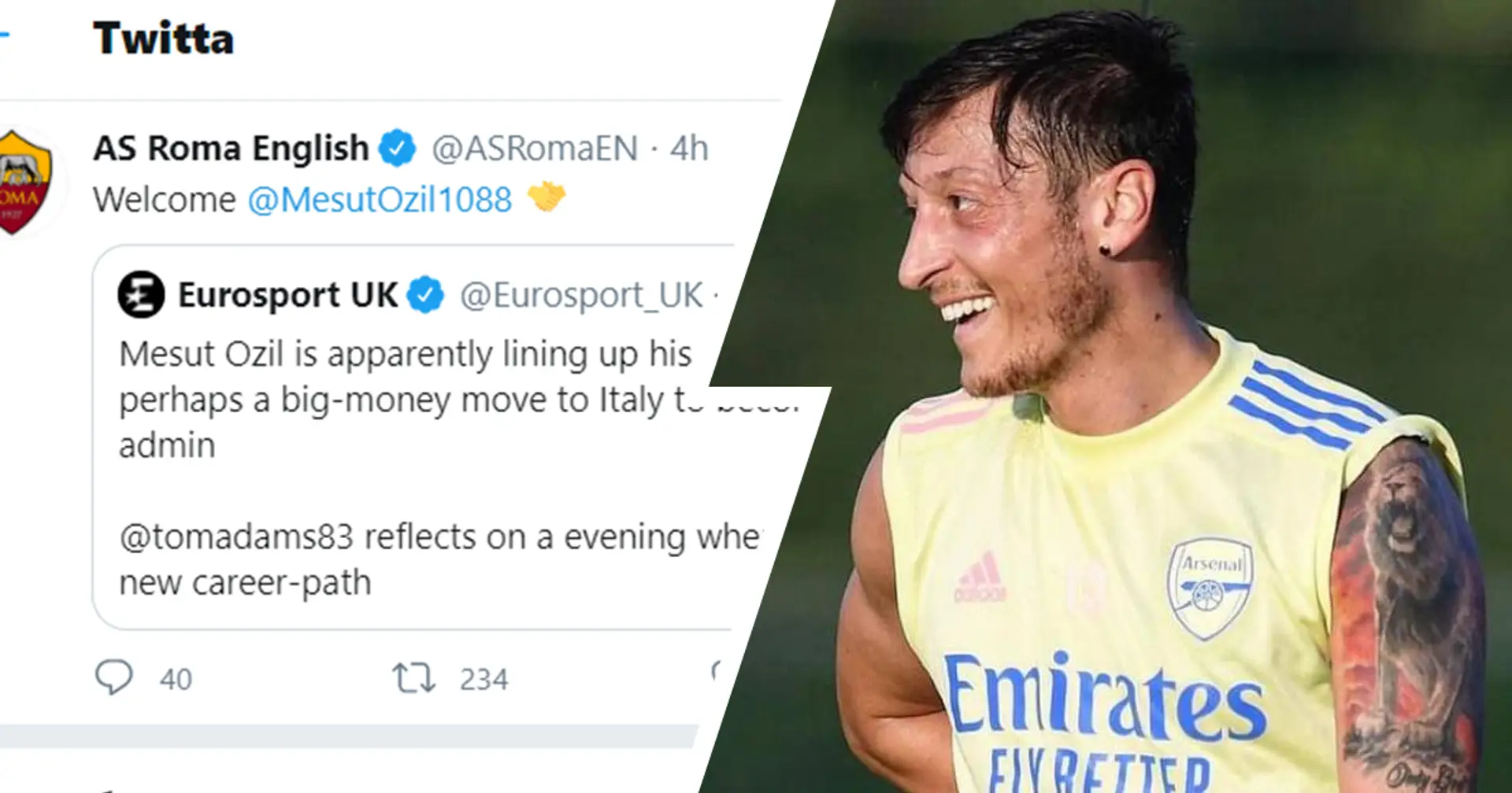 Mesut Özil nuovo social media manager della Roma? Il club lo annuncia su Twitter: il siparietto 