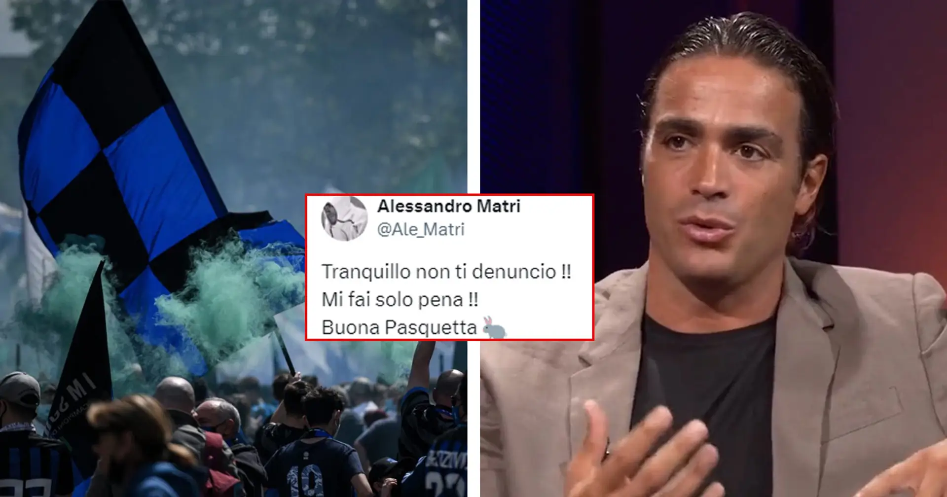 "Mi fai solo pena": l'ex Milan Matri risponde a muso duro a un giornalista dell'Inter sui social, il post è virale