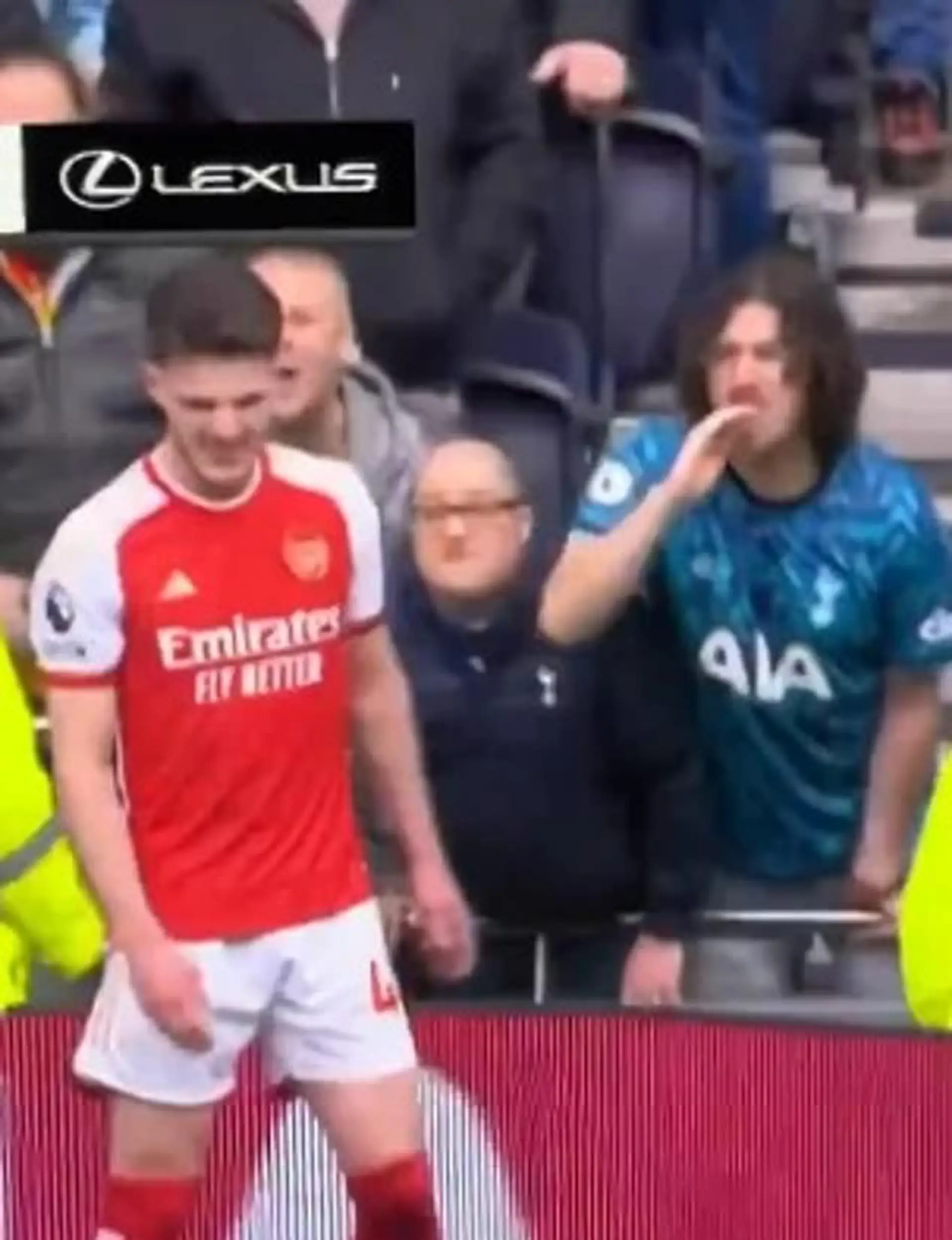Tottenham fan hurls abuse at Declan Rice but then heads for the exit