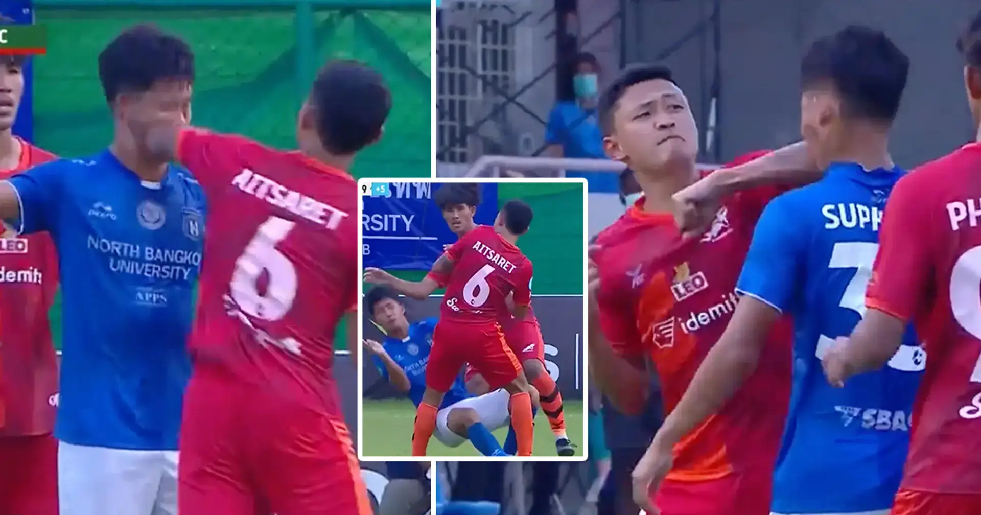 Un jugador tailandés golpea a su rival con el codazo más loco e inmediatamente es despedido por el club