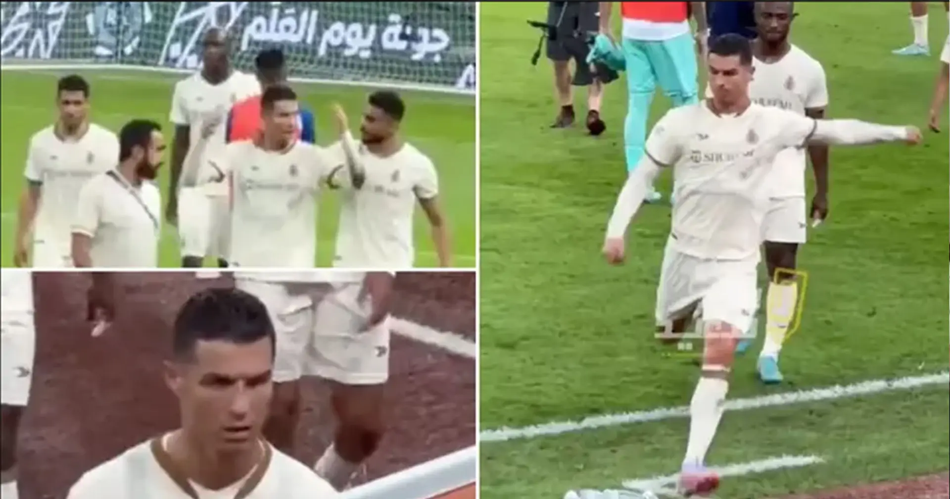 Ronaldos Verein hat die Führung in der Meisterschaft verloren. Der Portugiese reagierte darauf so emotional, dass er auf dem Spielfeld gegen Flaschen trat 😱