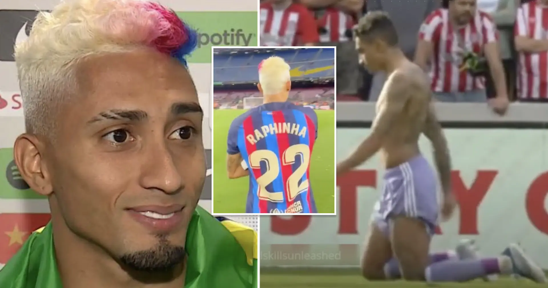 Spotted: Raphinha replicates his famous knee-walk to celebrate La Liga title at Camp Nou