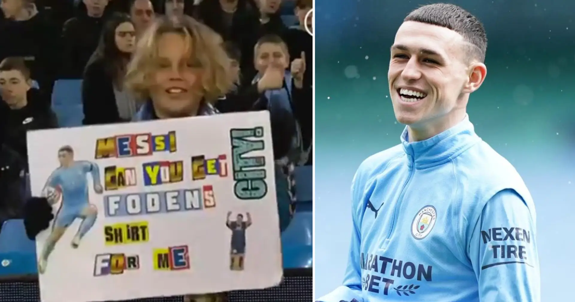 Un jeune supporteur de Man City trolle Messi avec une pancarte épique de Foden