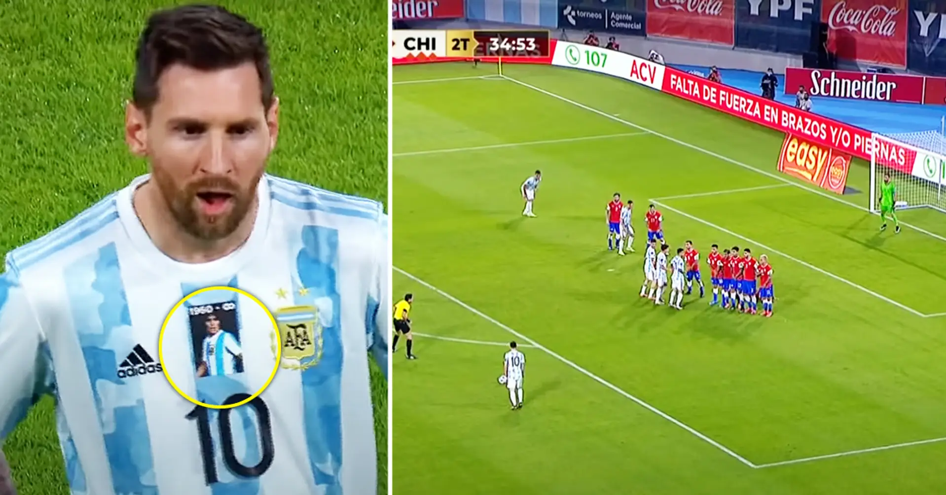 Lionel Messi ‘drops masterclass’ against Chile with Diego Maradona’s portrait on his shirt