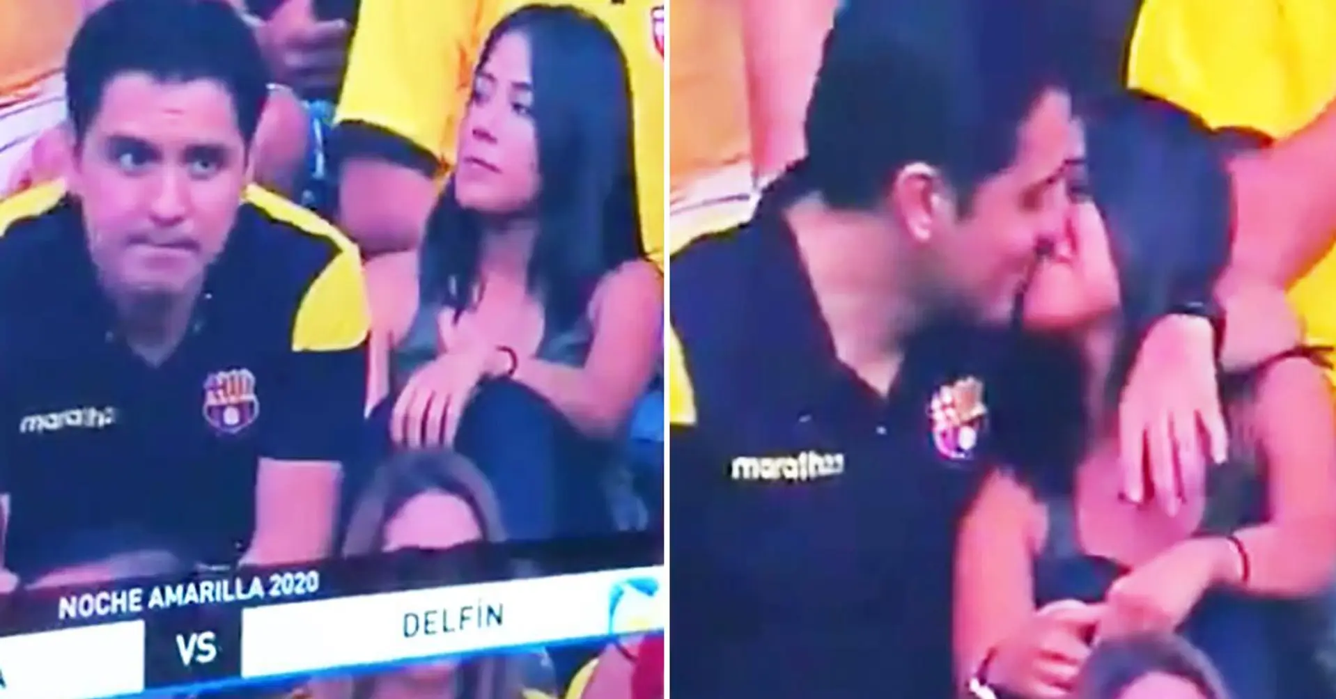 Le telecamere catturano il momento umiliante, in cui un tifoso ha tradito sua moglie allo stadio