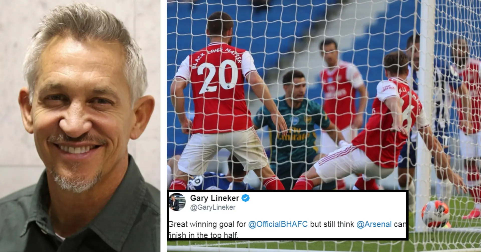 Lineker mocks Arsenal predicament after Brighton defeat