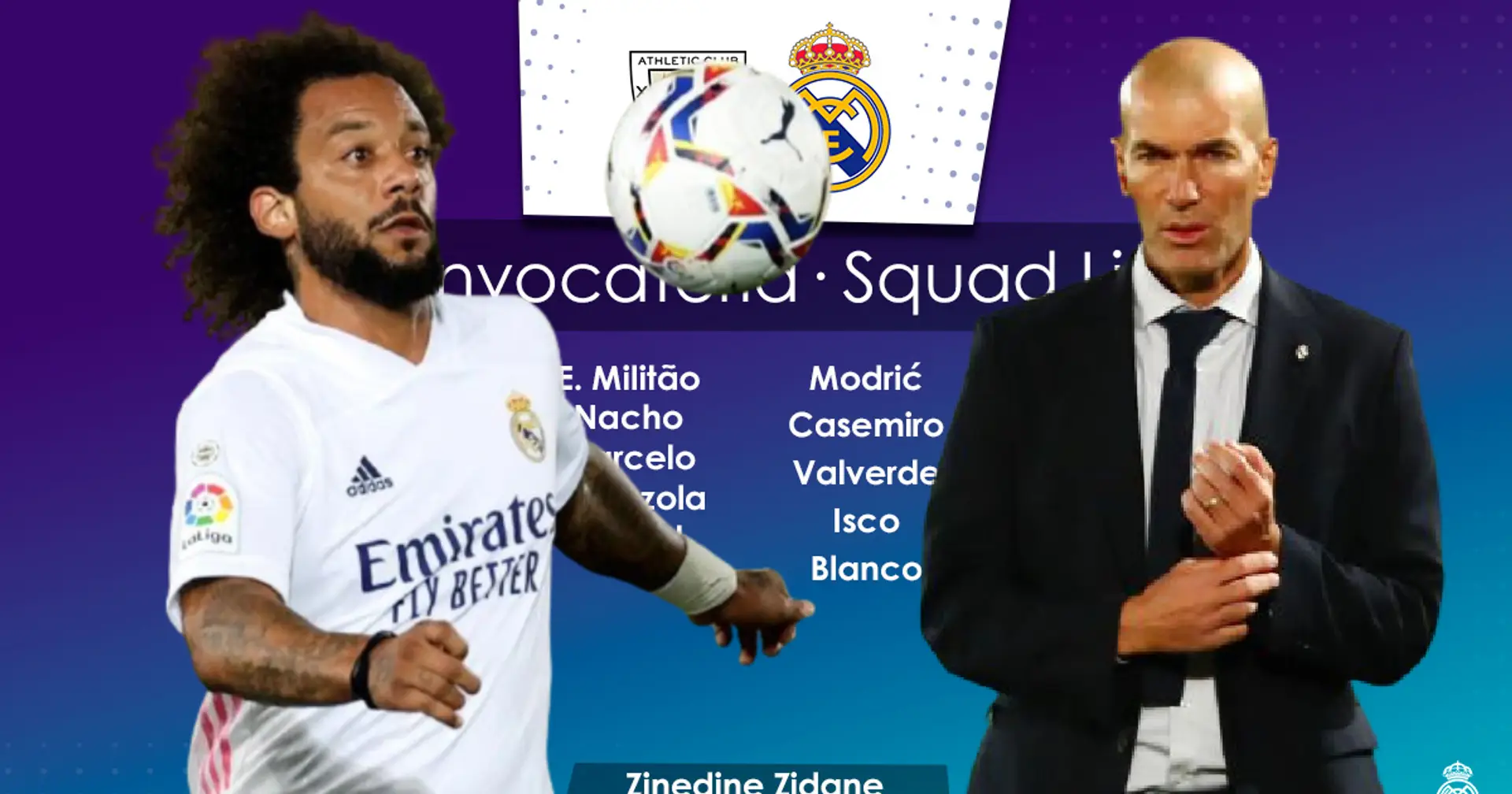 Marcelo back in: Real Madrid announce 19-man squad for Bilbao clash