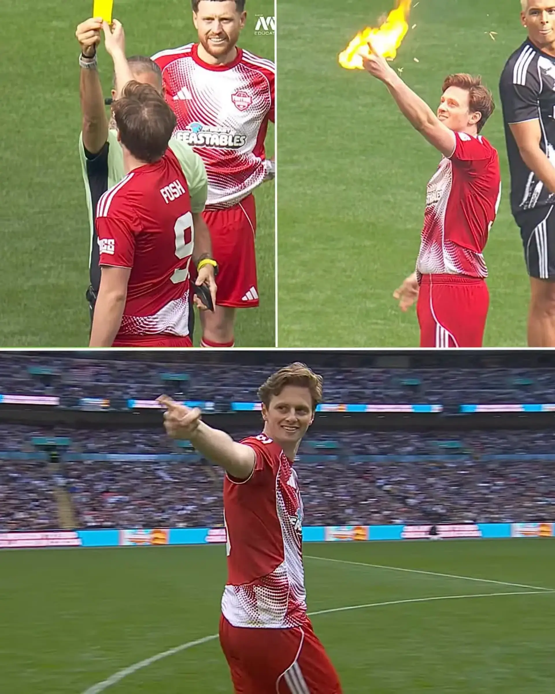 Max Fosh sets yellow card on fire after being booked by Mark ...