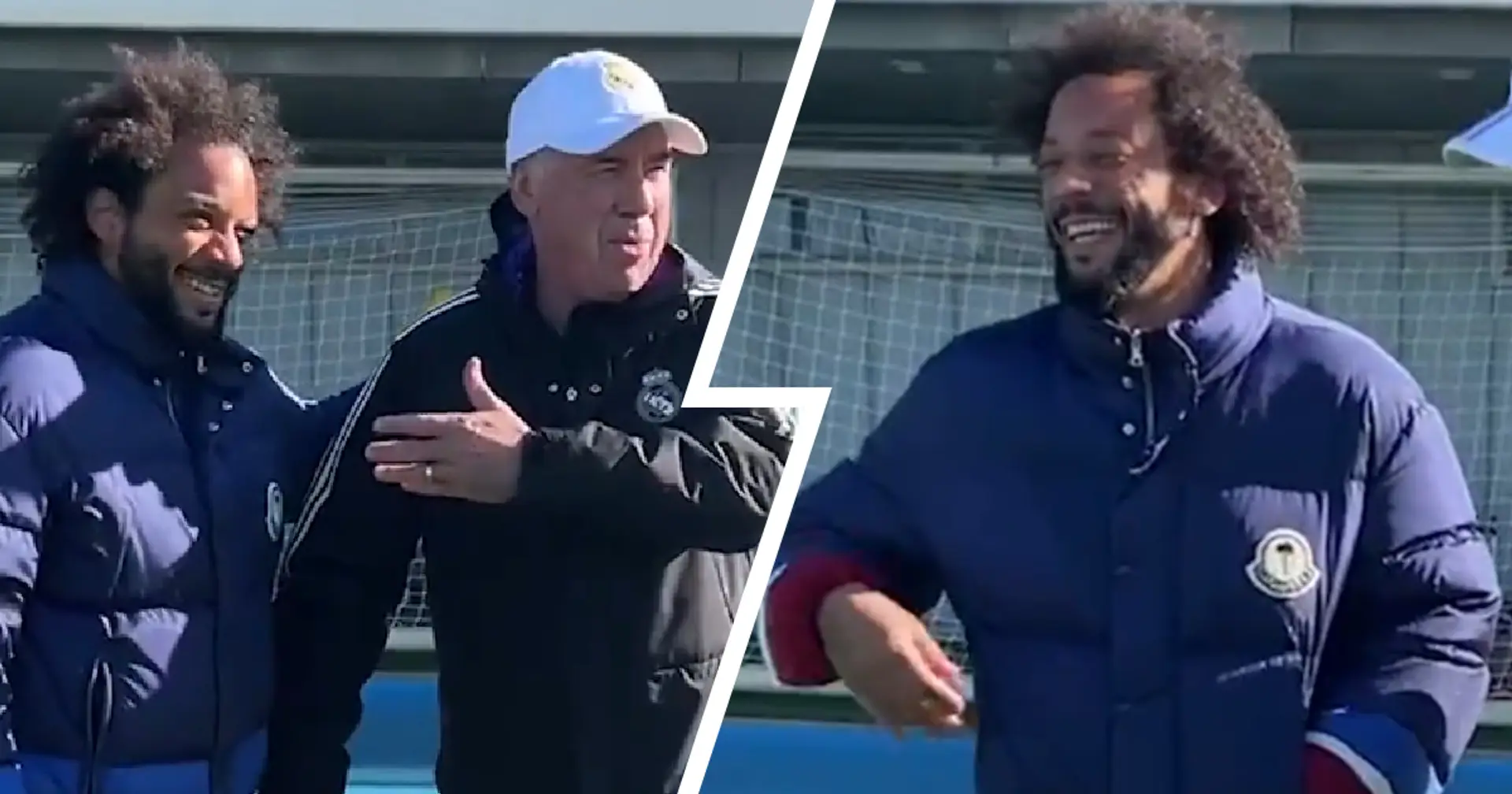 Marcelo visits Real Madrid training camp after Villarreal win -- all smiles with Ancelotti