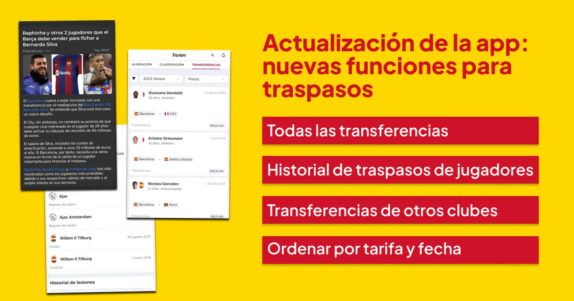 Encuentra todas las transferencias que el Barça haya realizado en un solo lugar en la app ACTUALIZADA Barcelona Live - ya disponible para Android, muy pronto para iOS