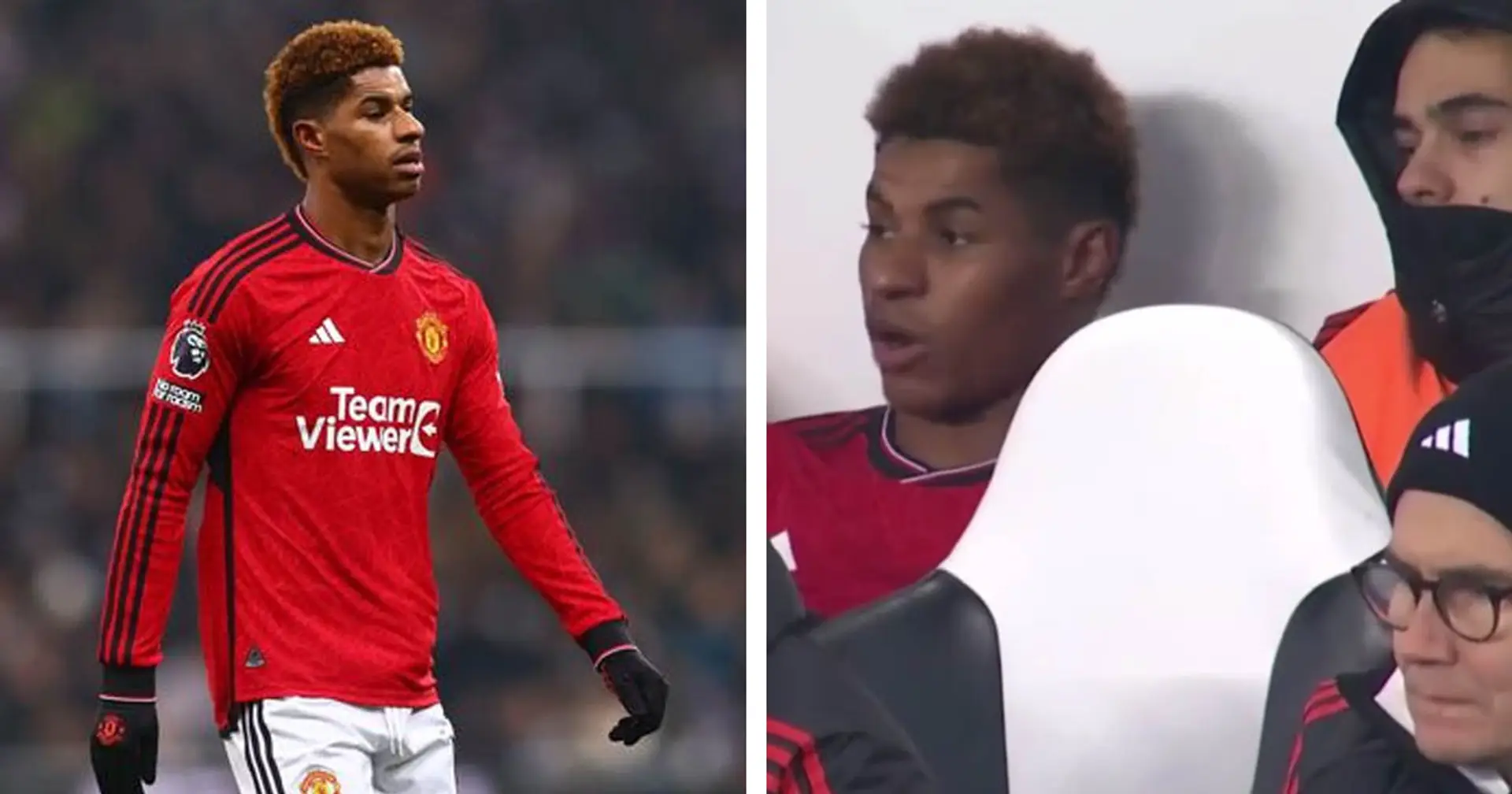 Spotted: Rashford's furious reaction to being substituted against Newcastle United