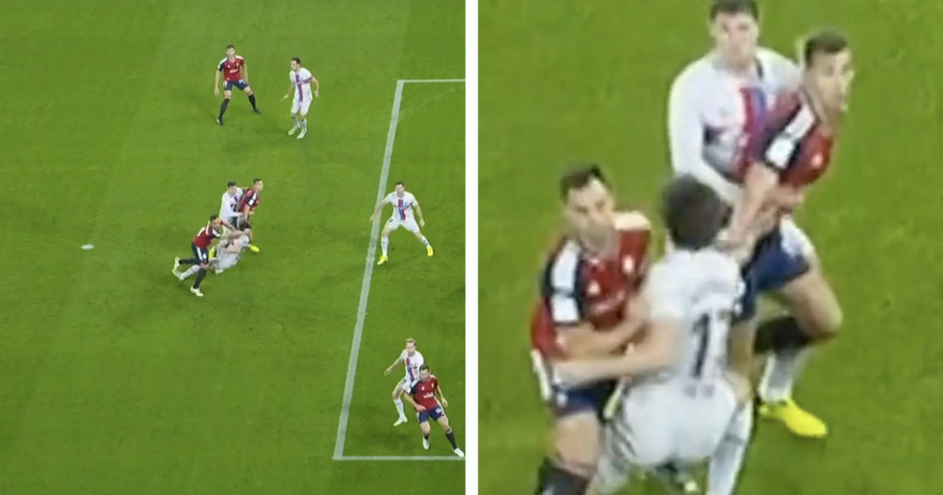 Spotted: Alonso pushed down by Osasuna player before opening goal