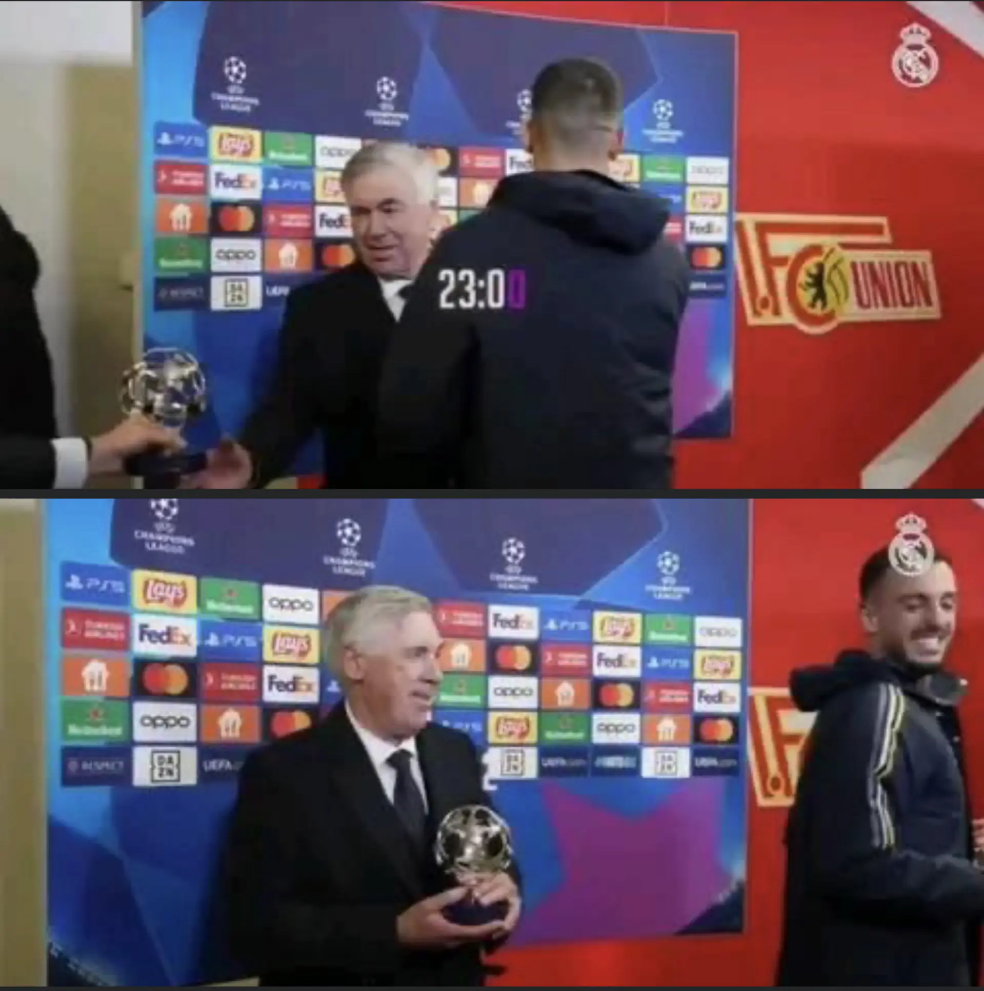 Ancelotti 1 : " Give that MOTM trophy and I'll send it to Joselu"