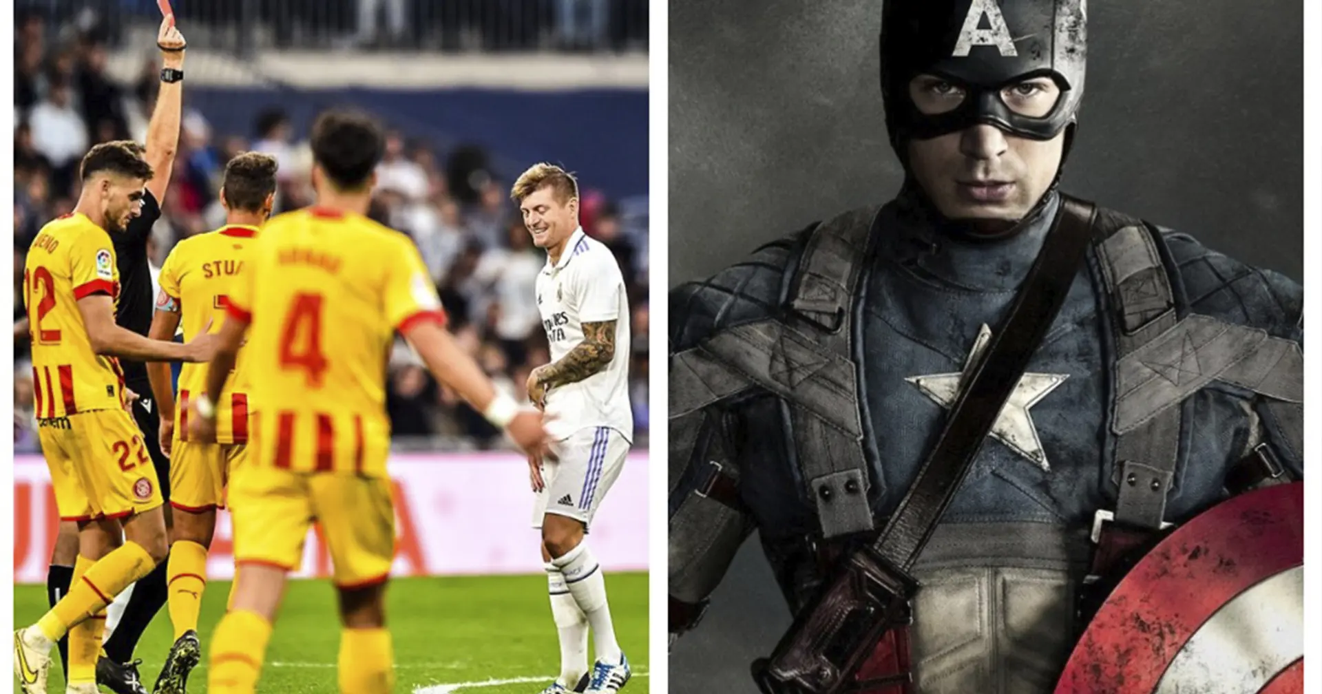 Toni Kroos erschien zum Spiel gegen Girona in einem Trikot mit Captain America darauf: und kassierte sofort ersten Platzverweis