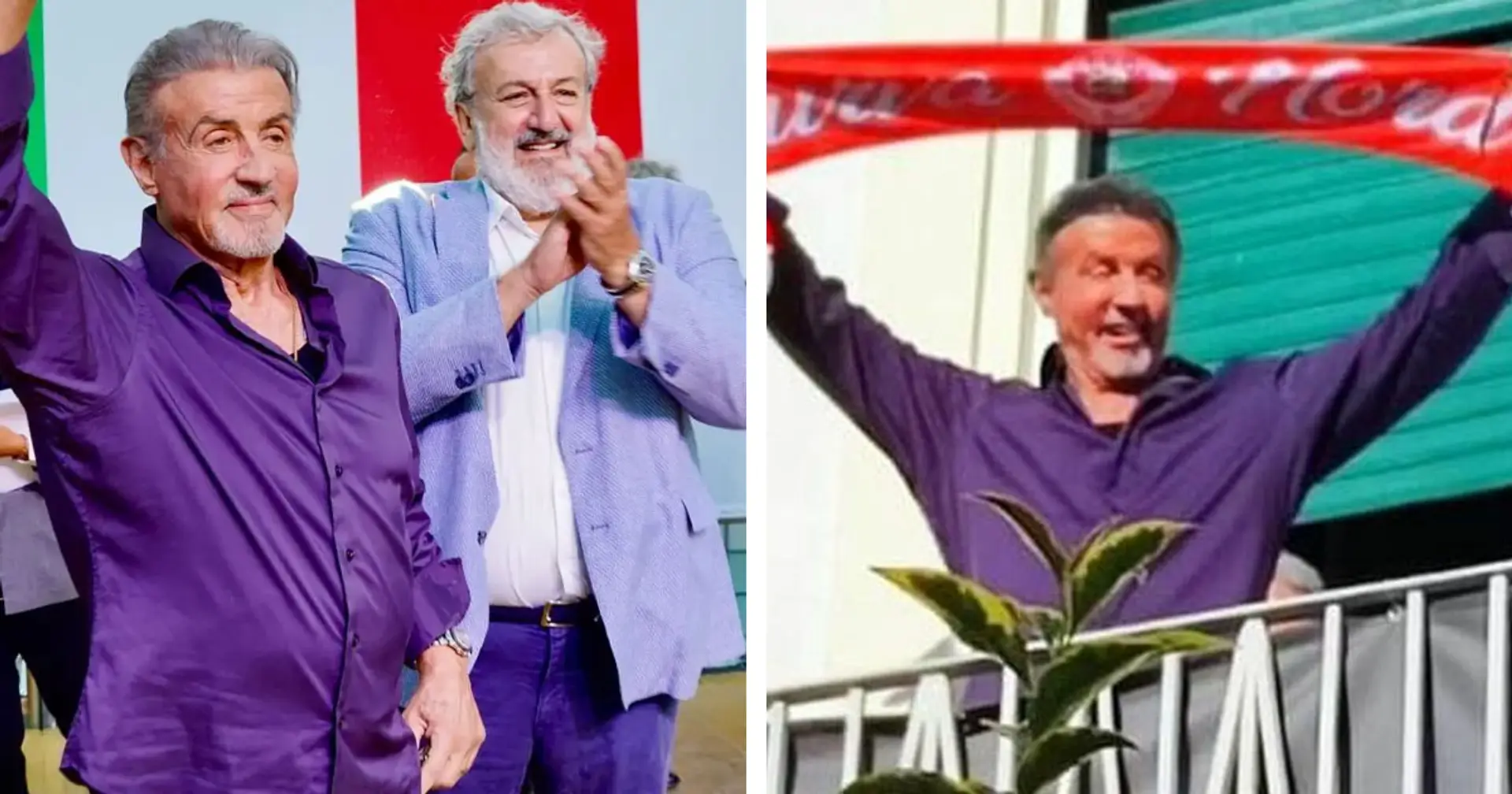Sylvester Stallone cuore di Bari: il noto attore mostra fiero la sciarpa della squadra pugliese