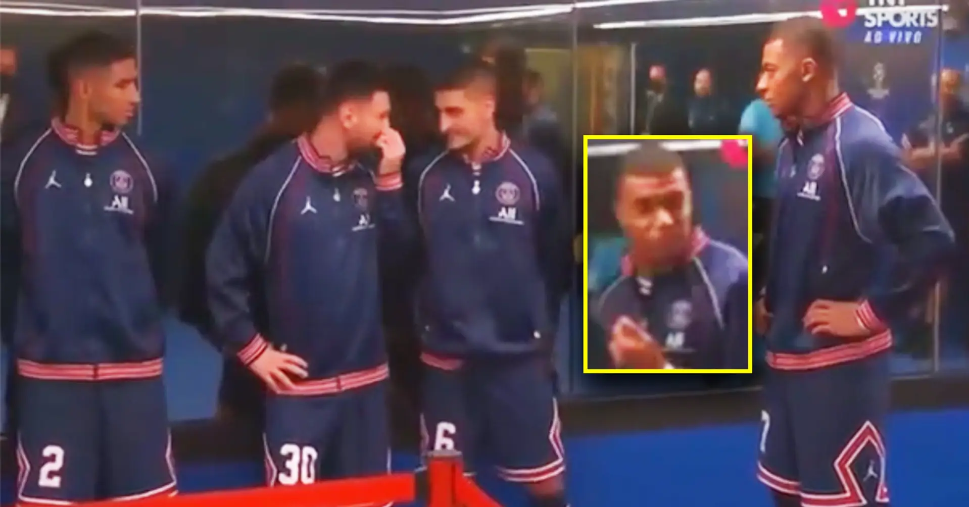 Kylian Mbappe wird vom Schiedsrichter im Tunnel erschrocken, Messis Reaktion wurde von Kamera erwischt