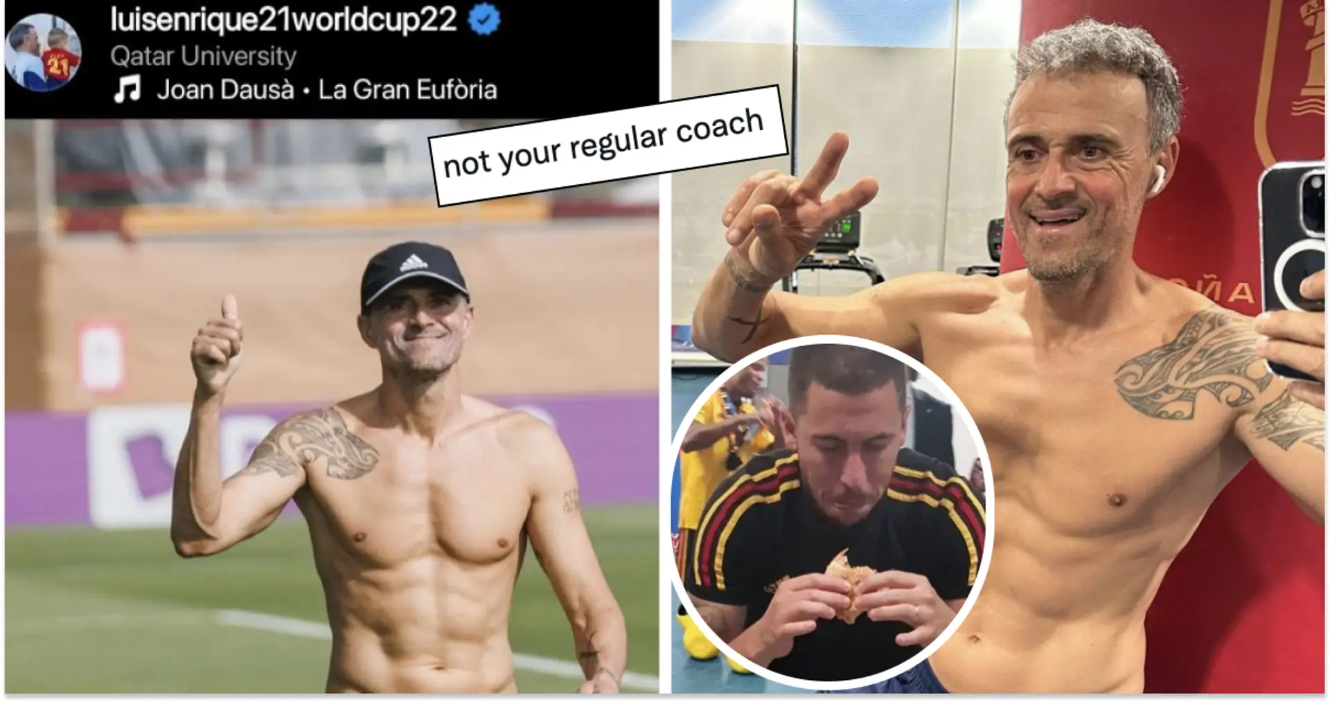 'Better shape than Hazard': fans react as Luis Enrique flexes muscles on Instagram