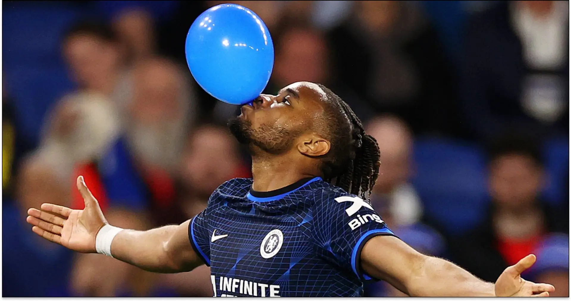 Nkunku hits trademark balloon celebration after scoring v Brighton