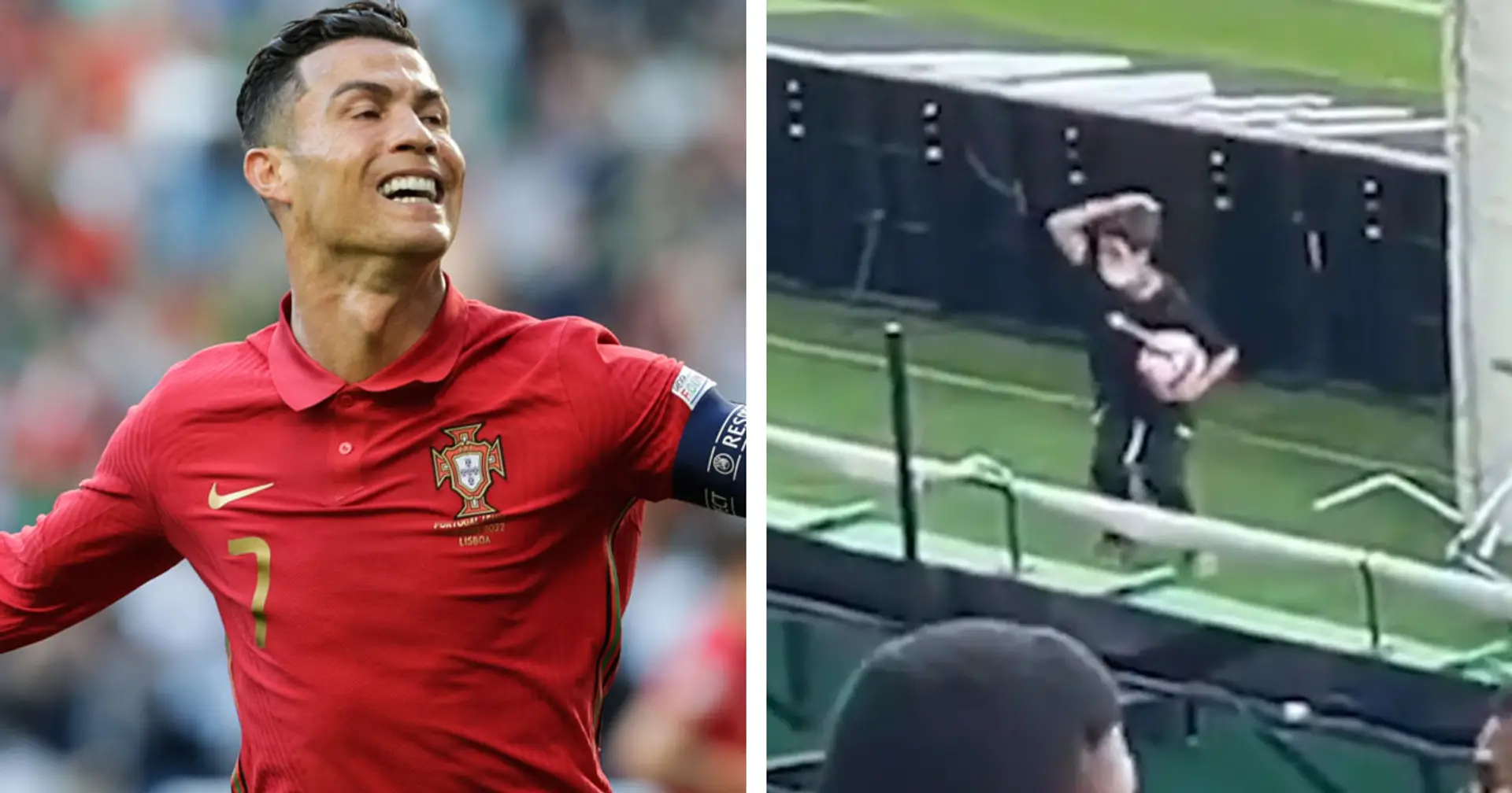 Caught on camera: Ball boy's amazing reaction to high-fiving Ronaldo in Portugal game