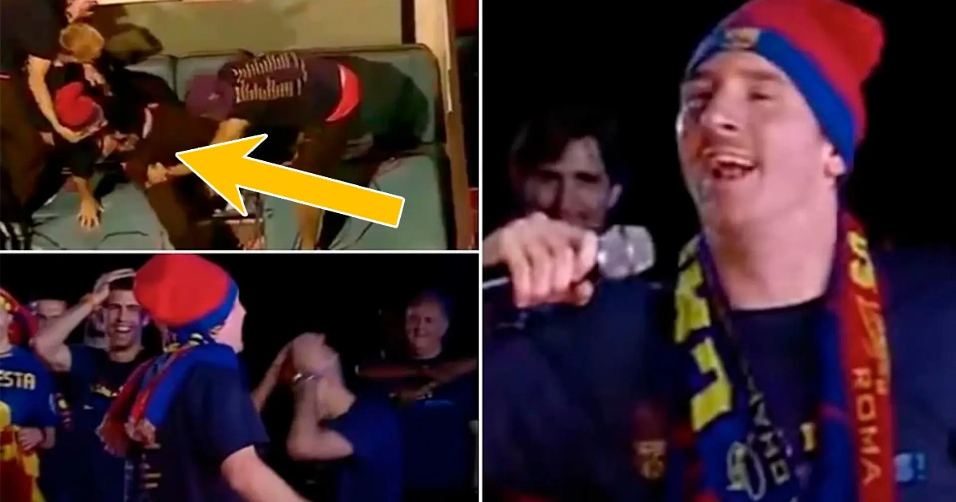 Entdeckt: Ungesehenes Video vom betrunkenen Messi, nachdem er mit Puyol, Iniesta und Xavi die Champions League gewonnen hat