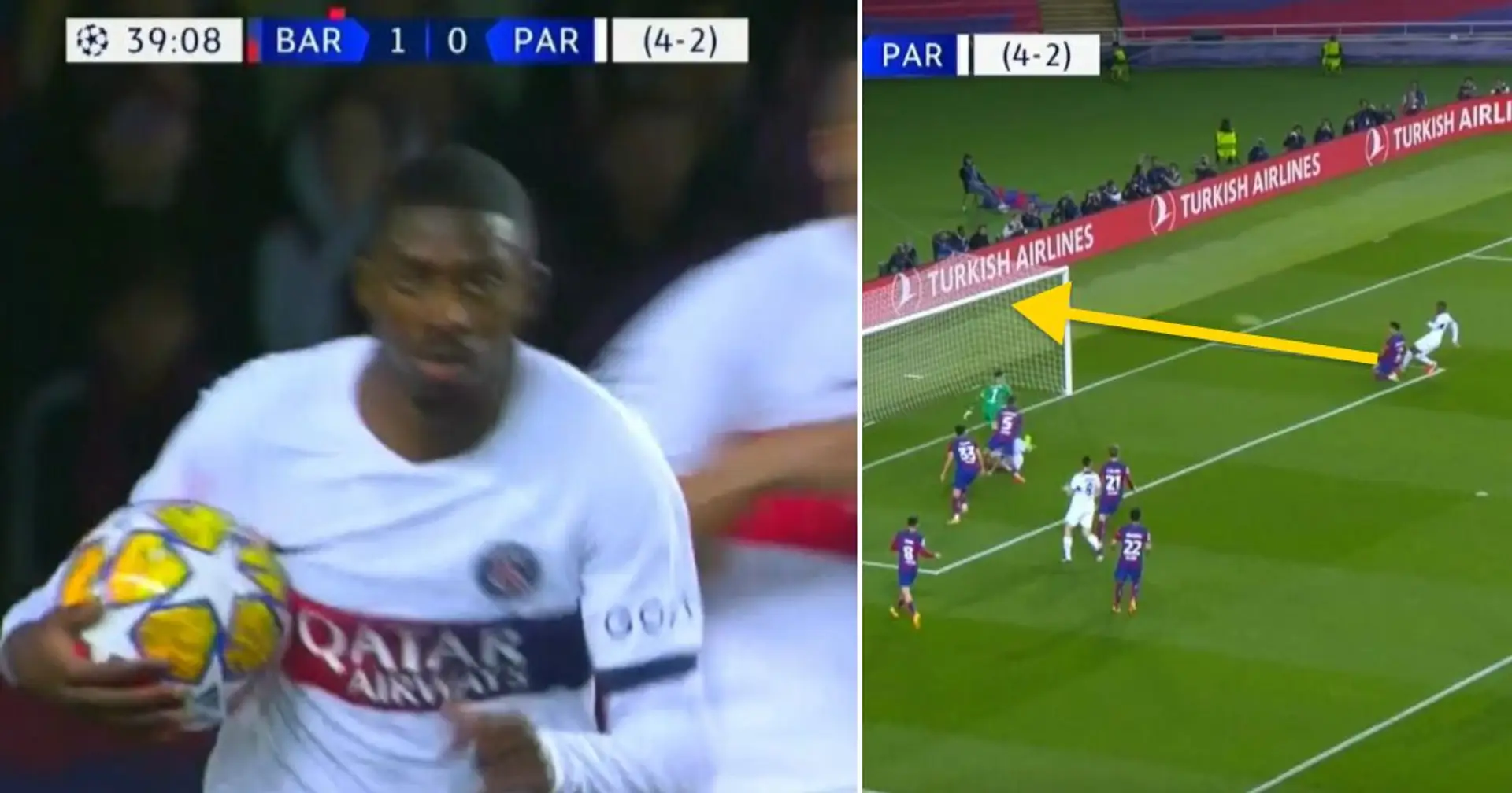 Did Dembele celebrate goal v Barca in PSG semifinal? 