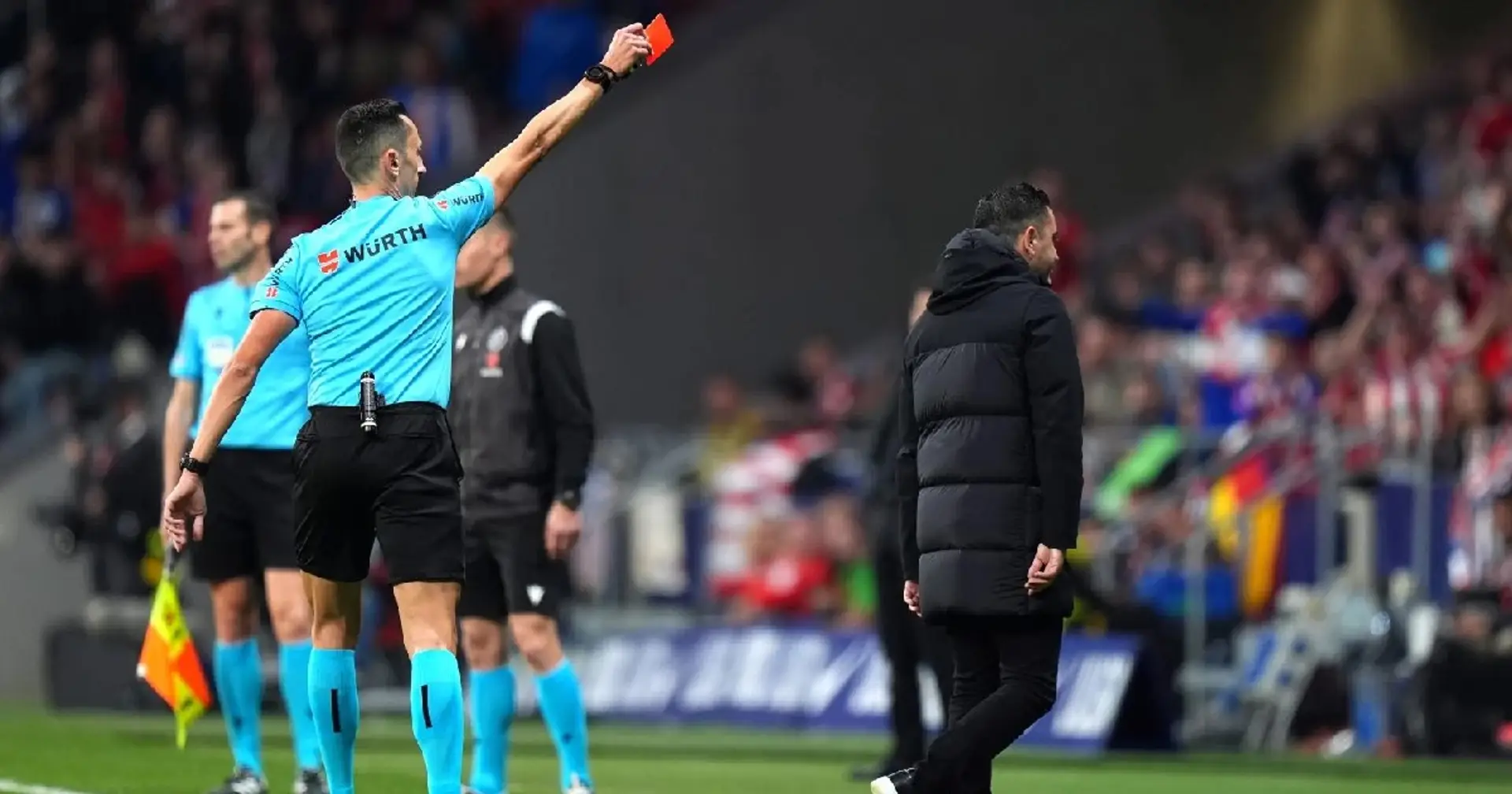 How many games will Xavi miss after Atletico Madrid red card? 