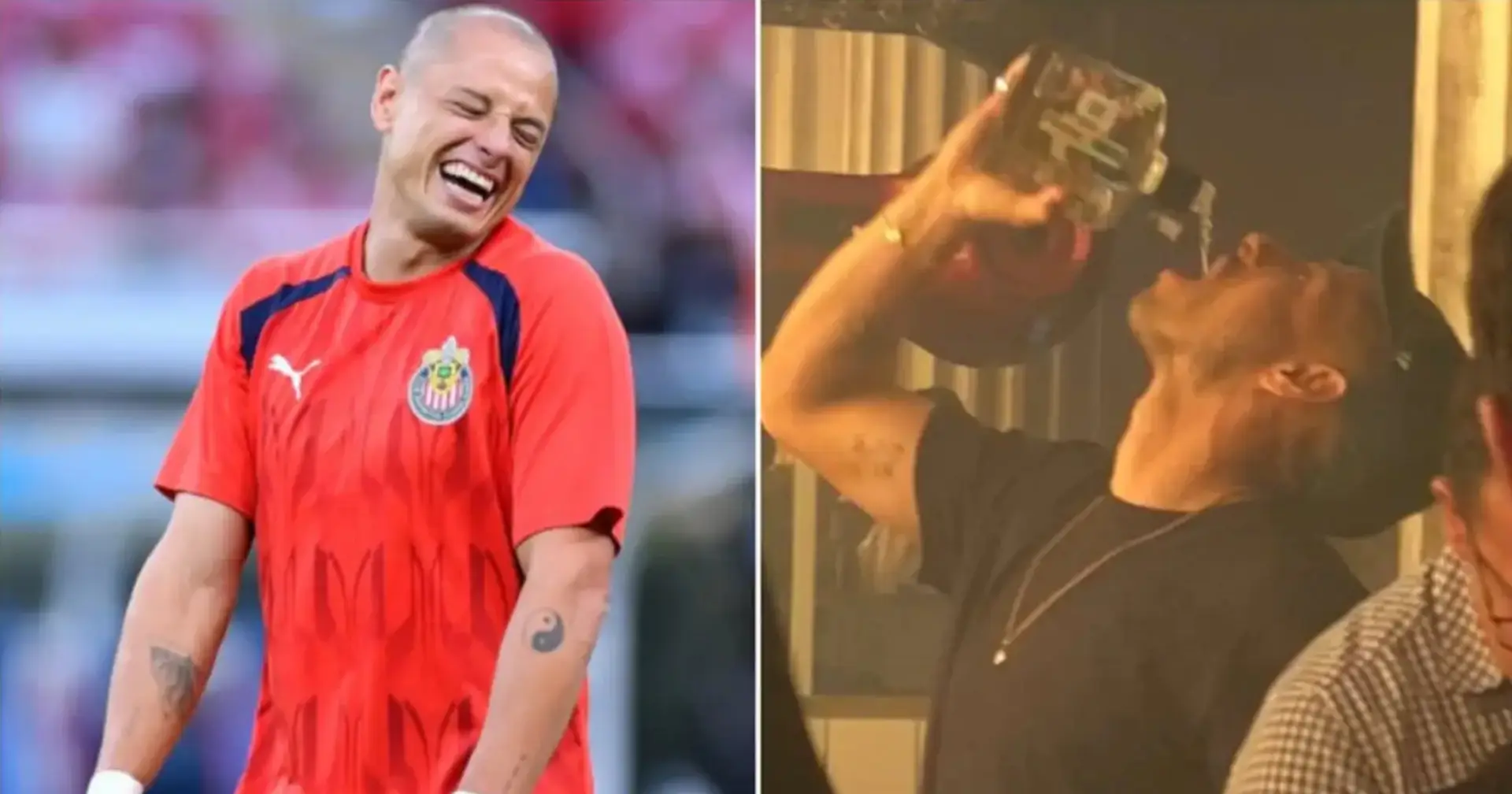 Ehemaliger United- und Real-Stürmer Chicharito zelebriert sein Debüttor in einem Nachtclub, indem er sich Tequila in die Kehle schüttet 