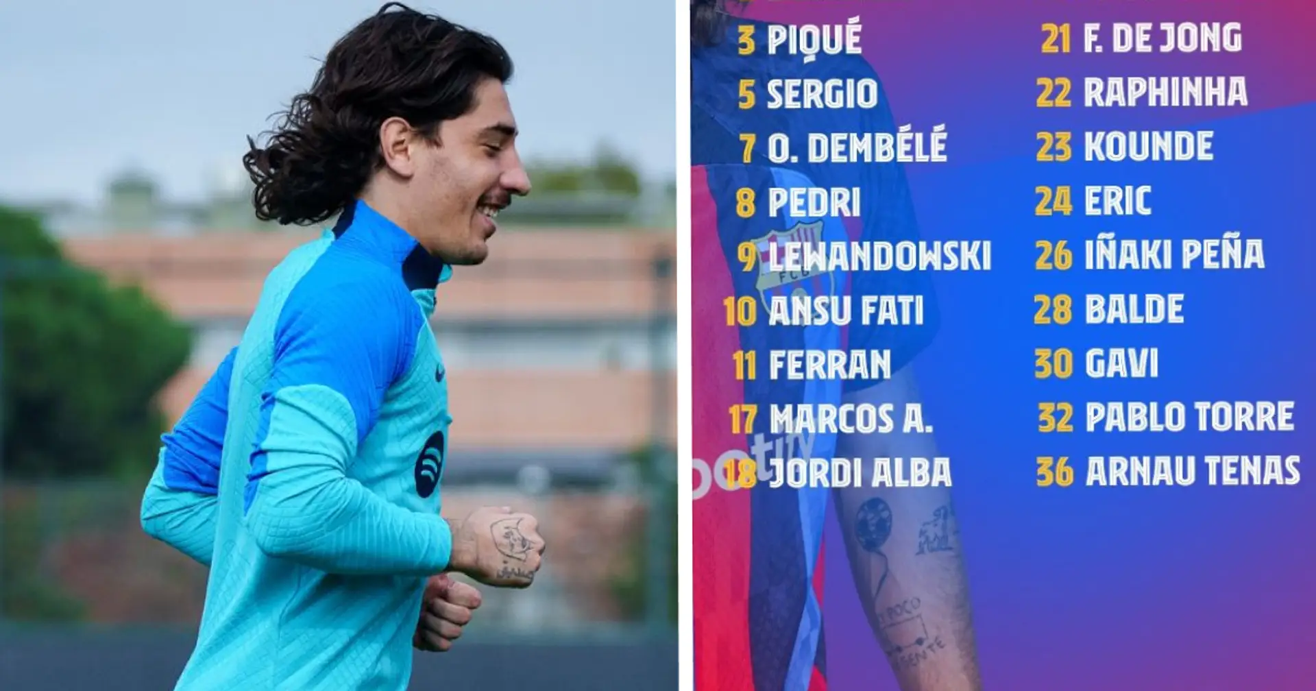 Bellerin makes comeback: Barcelona unveil 22-man squad for Villarreal clash