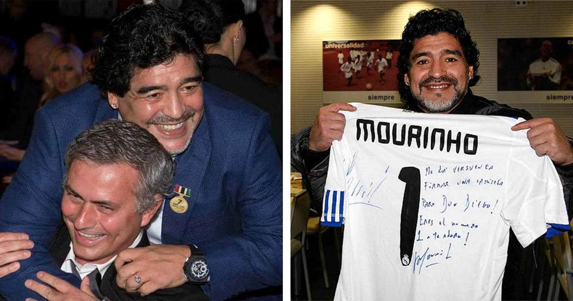 'Me da vergüenza. Tú eres el Nº1': el día que Mourinho firmó una camiseta del Madrid para Maradona