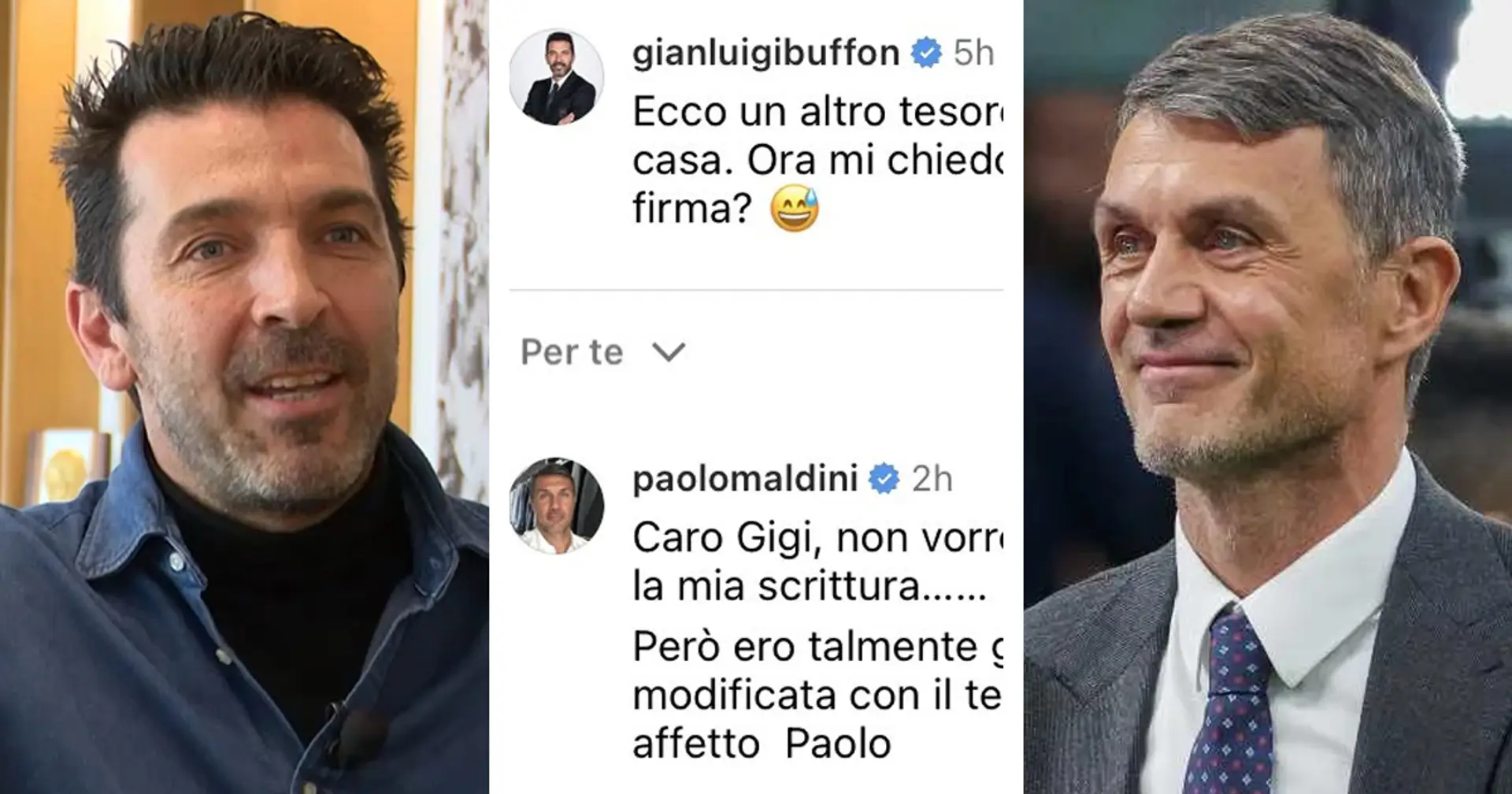 Siparietto tra ex Campioni! Paolo Maldini prende in giro l'amico Buffon sui social: "Non vorrei deluderti..."