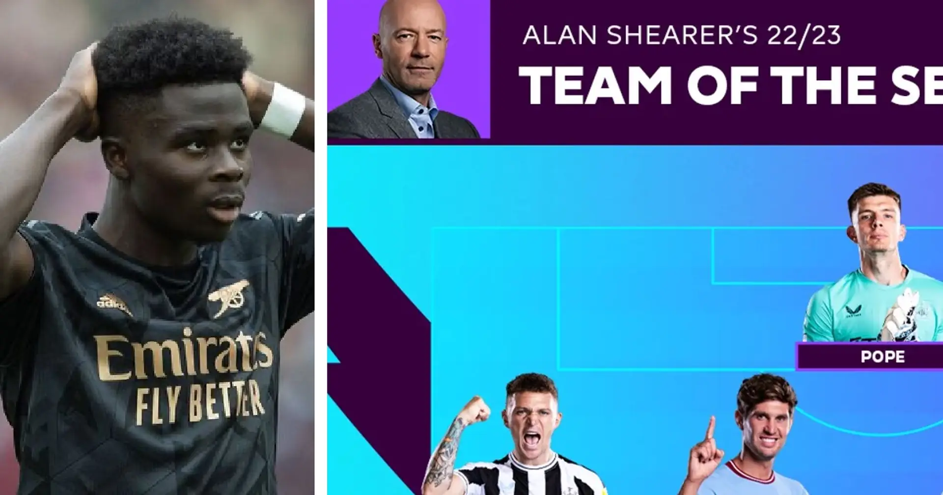 No Saka or Martinelli: Alan Shearer names two Arsenal players in Team of the Season