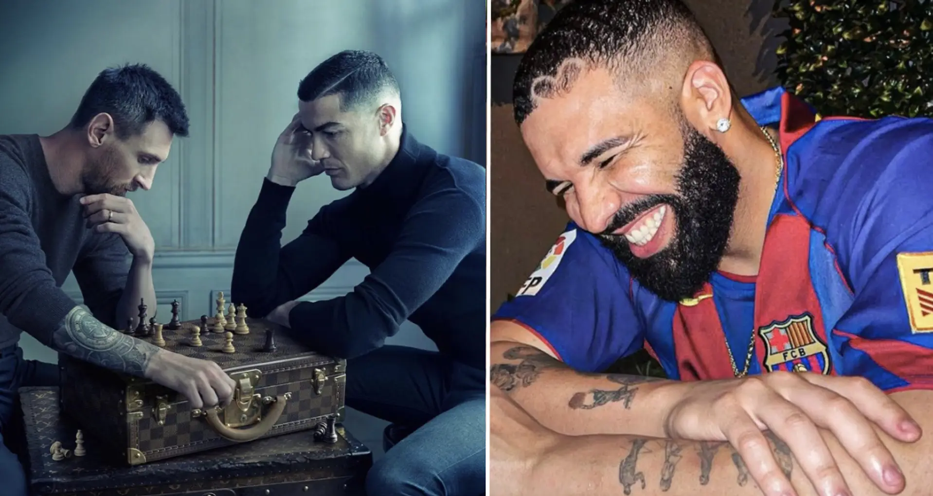 Drake recreates iconic Messi vs Ronaldo chess game pic for new music video