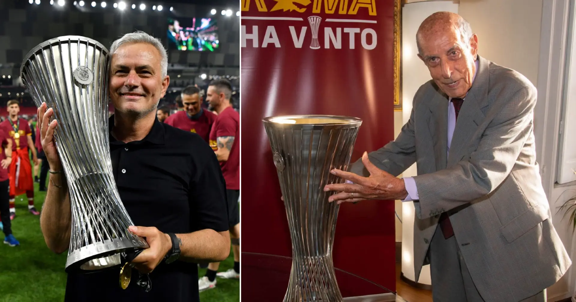 AS Roma surprise their oldest season-ticket holder by bringing Conference League trophy to his home