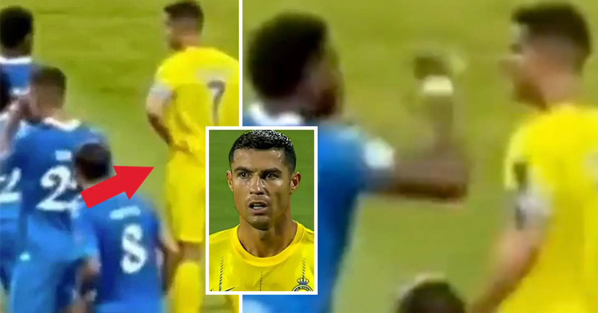 Schmutzige Tat: Ronaldo fuhr mit der Hand unter sein Trikot und dann über das Gesicht seines Gegners. Die Reaktion des Spielers wurde festgehalten