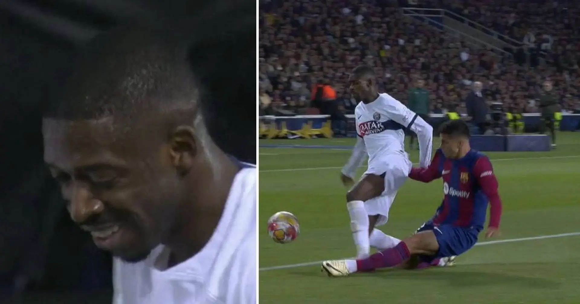 La réaction de Dembele alors qu'il remporte un penalty crucial pour le PSG contre le Barça