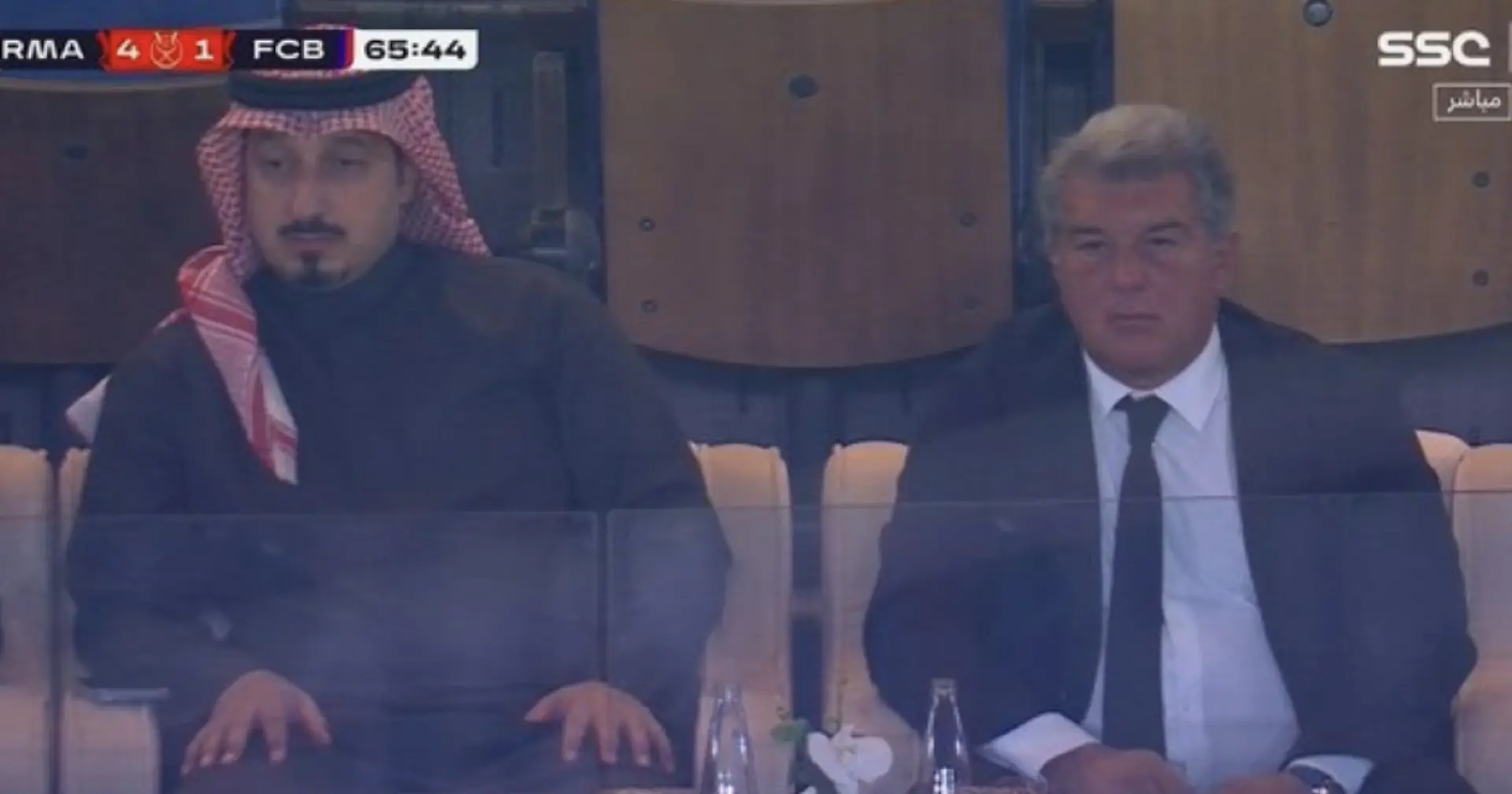 Laporta's reaction to Barca conceding 4th v Real Madrid caught on camera