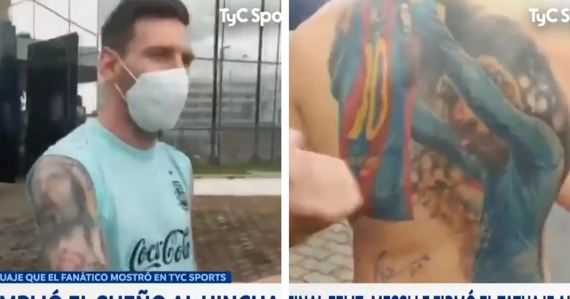 A promise is a promise: Messi signs the back of fan with huge Leo tattoo