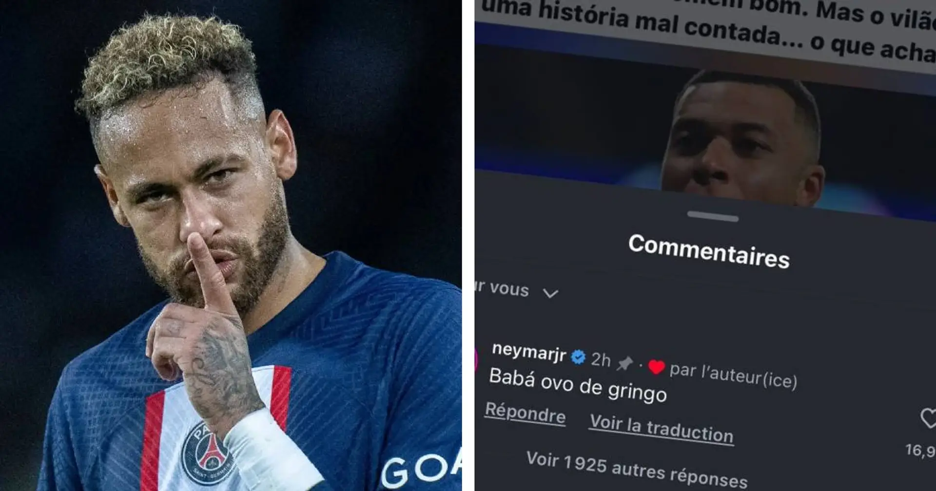 "Suceur de b***les" : la réponse fracassante de Neymar sous une publication élogieuse envers Mbappé devient virale