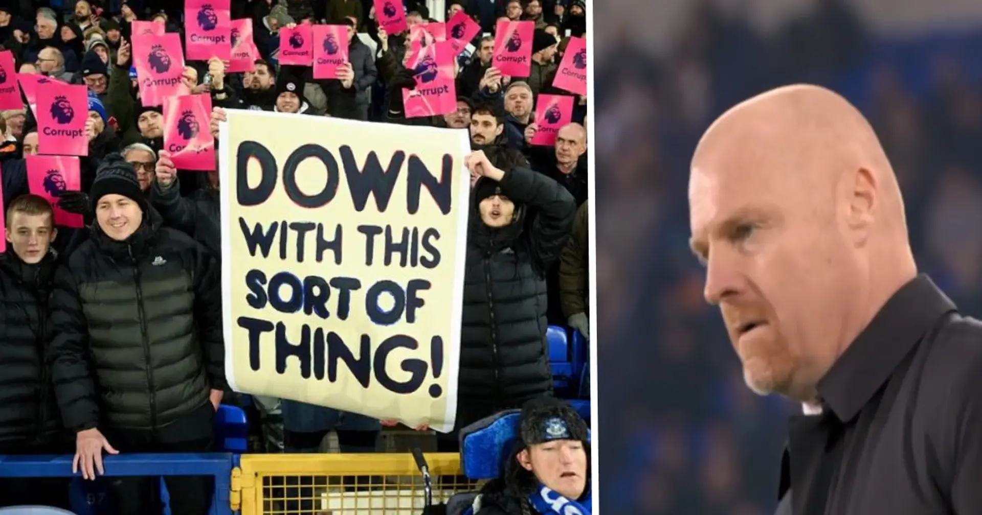 Everton lose their first game since 10 points deduction as Goodison Park painted pink with 'corrupt' cards