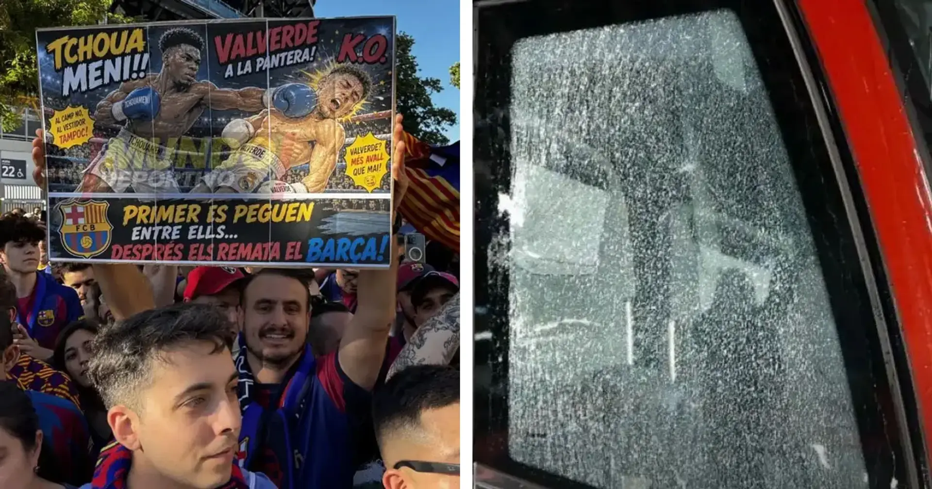 Barcelona fans shatter Real Madrid team bus window before El Clasico ...