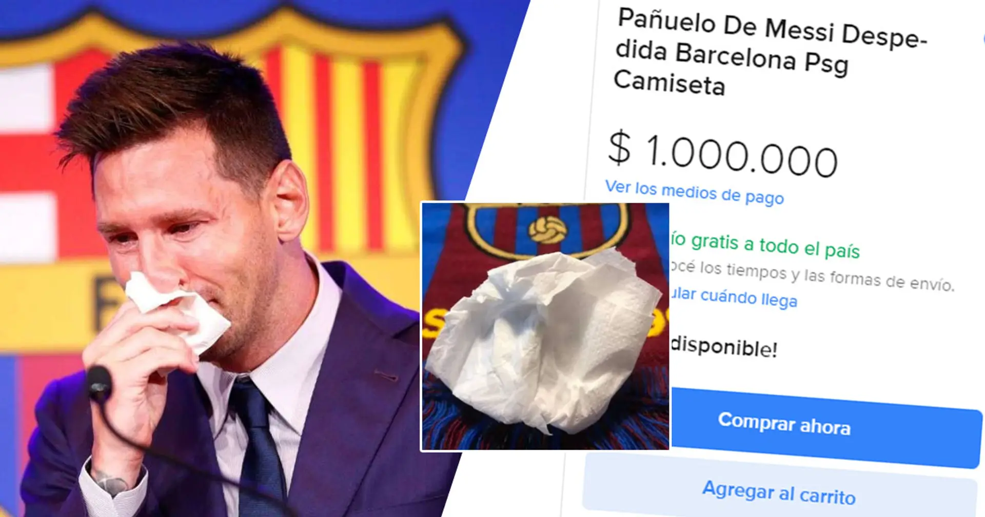 Handkerchief that Messi supposedly cried into during Barca farewell up for sale for $1m
