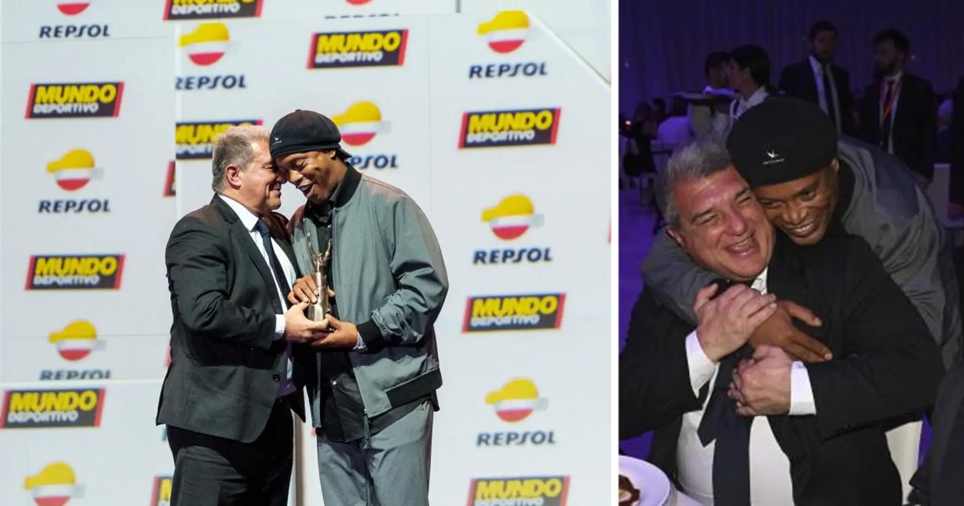 6 best pics as Ronaldinho receives 'Legend Trophy' in Barcelona, meets Laporta