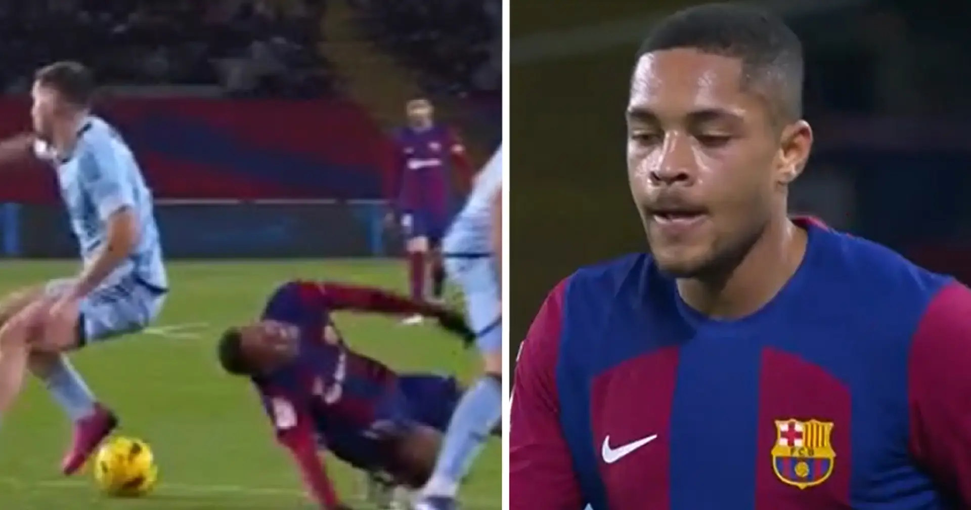 Visto: Vitor Roque sufre una entrada brutal tras anotar el gol de victoria del Barça, la reacción del árbitro es hilarante