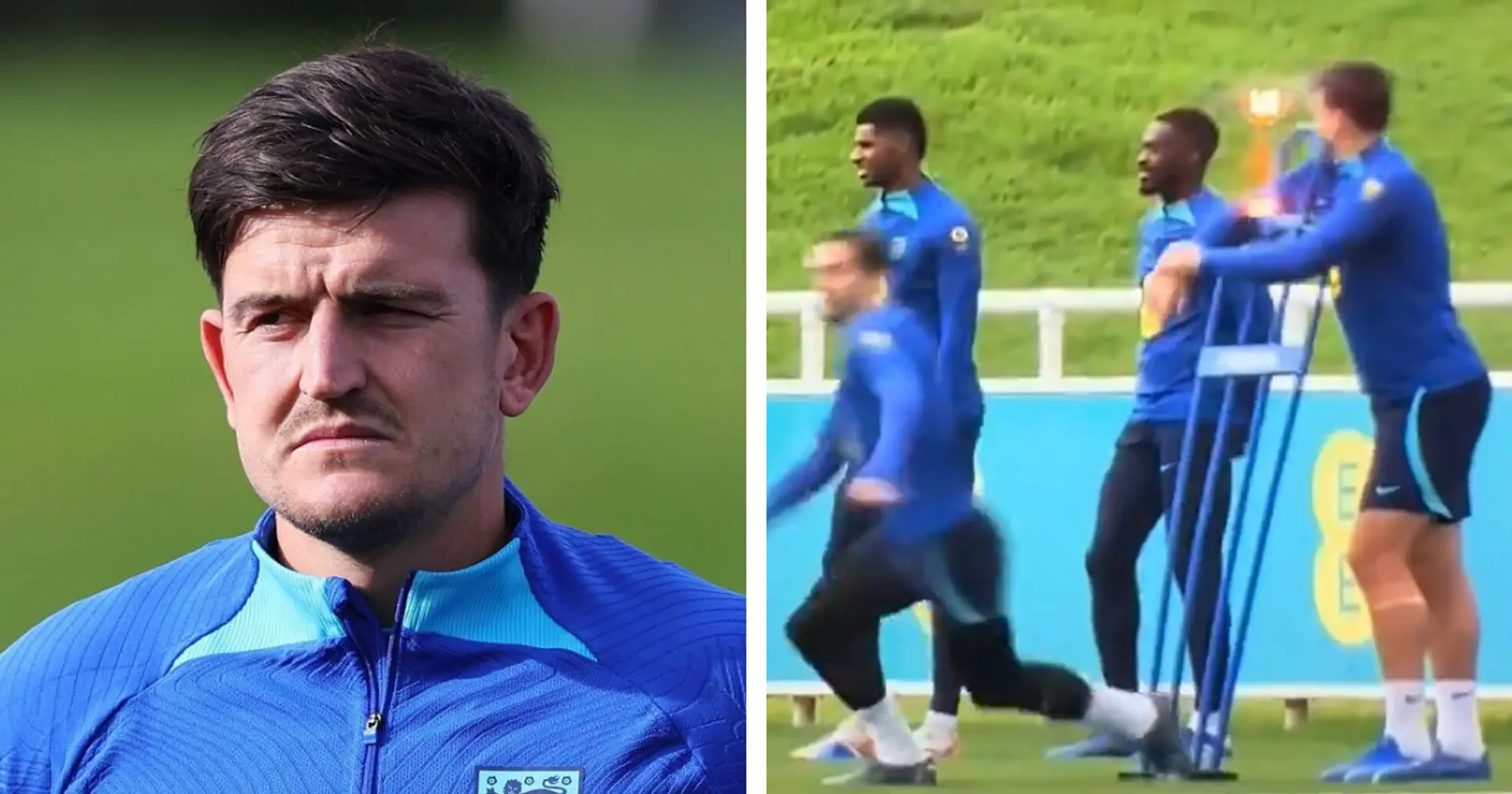 Harry Maguire accidentally attacked by Jack Grealish and a mannequin in England training