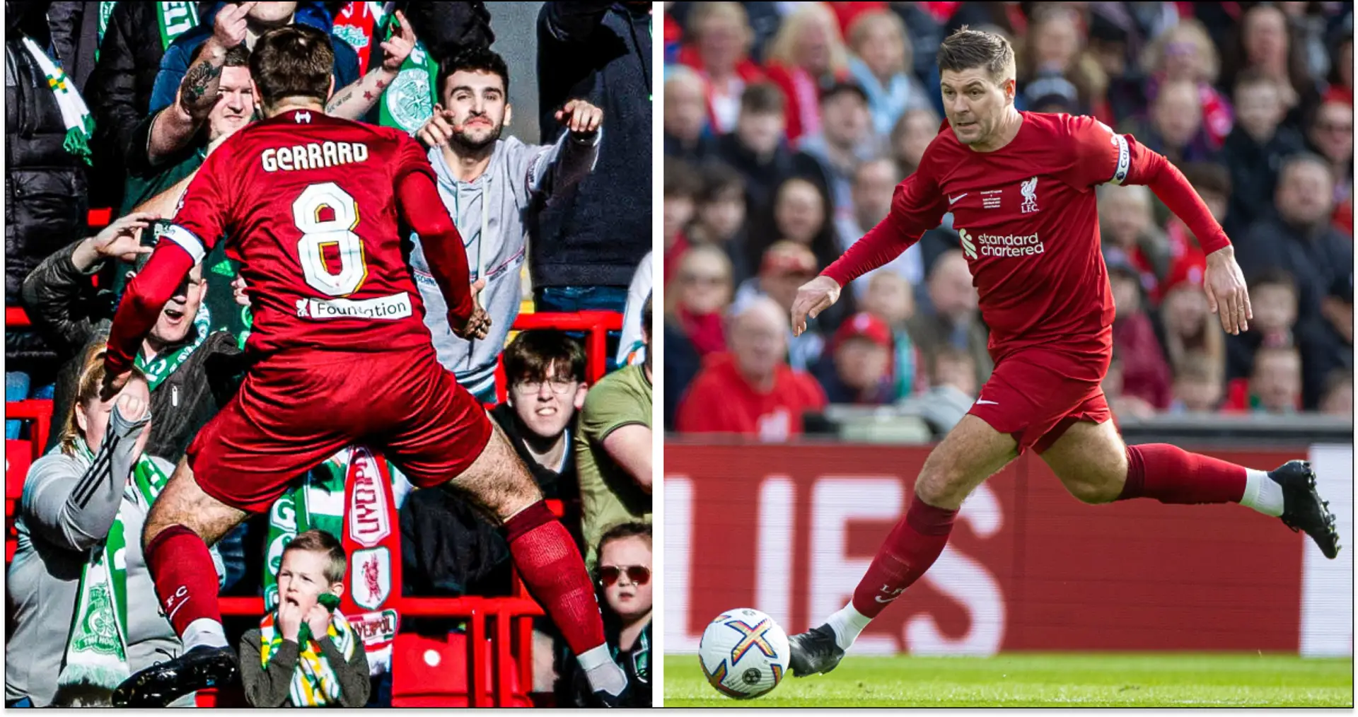 Gerrard celebrates in front of booing Celtic fans as Liverpool Legends win 2-0 (video)